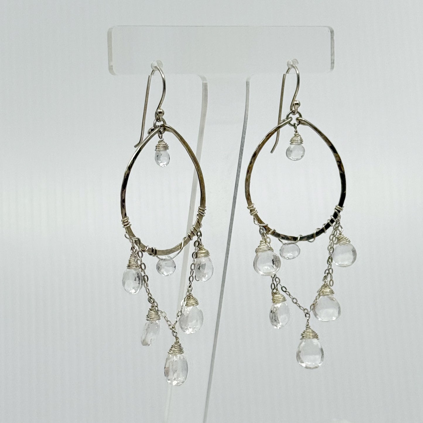 Hand Made sterling silver quartz chandelier earrings GM459