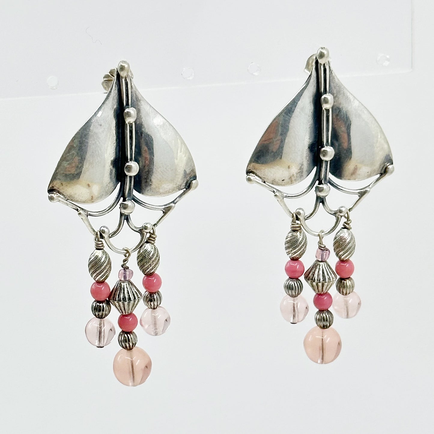 Carrie Groves sterling silver glass beads earrings GM460