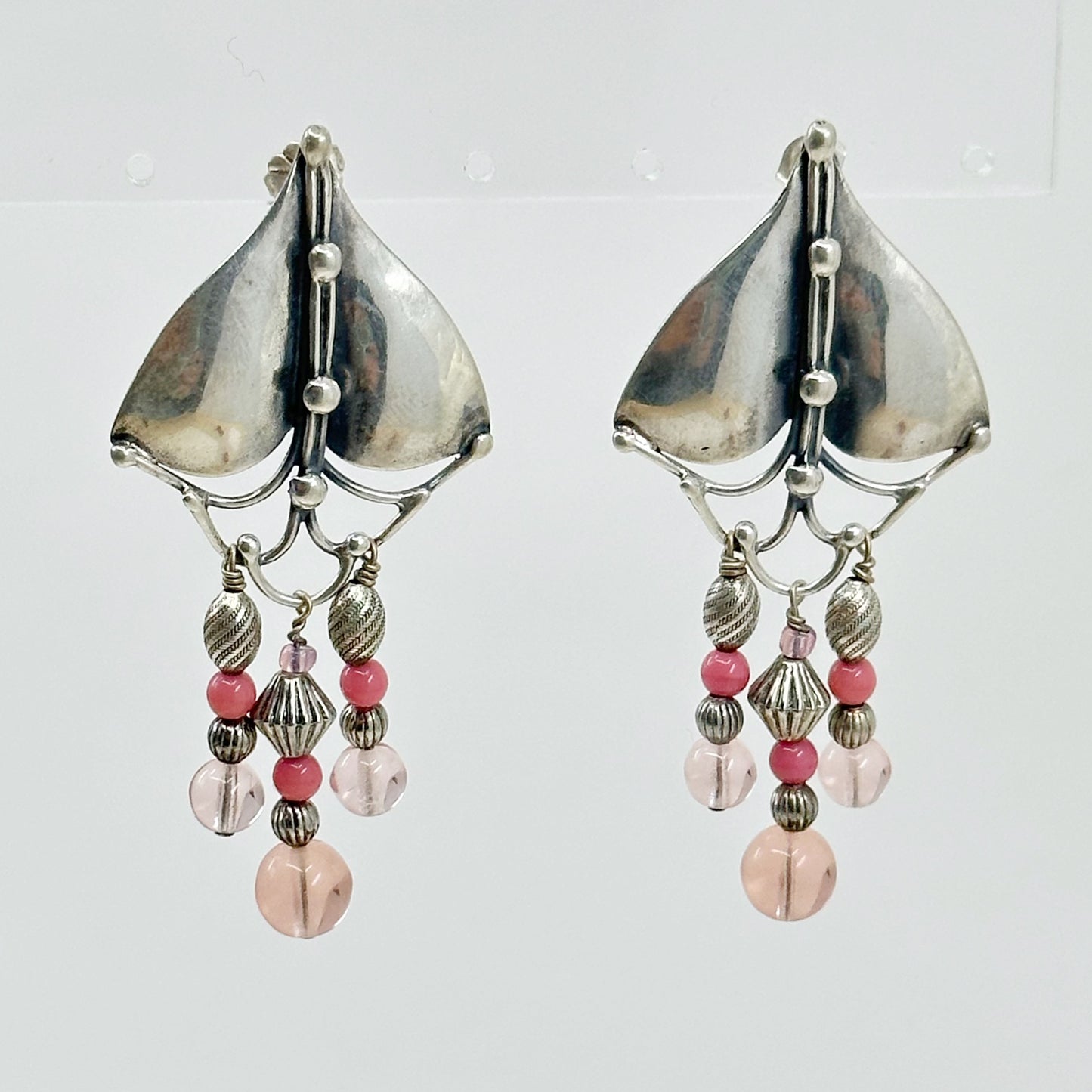 Carrie Groves sterling silver glass beads earrings GM460