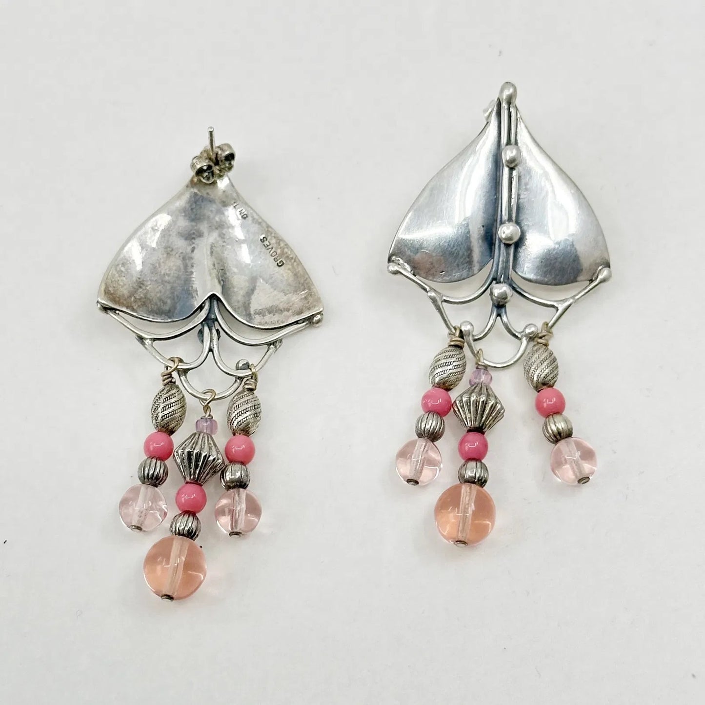 Carrie Groves sterling silver glass beads earrings GM460
