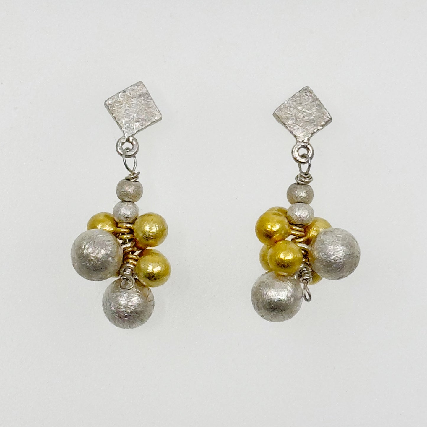Hand Made 24k gold sterling silver bead drop earrings GM461