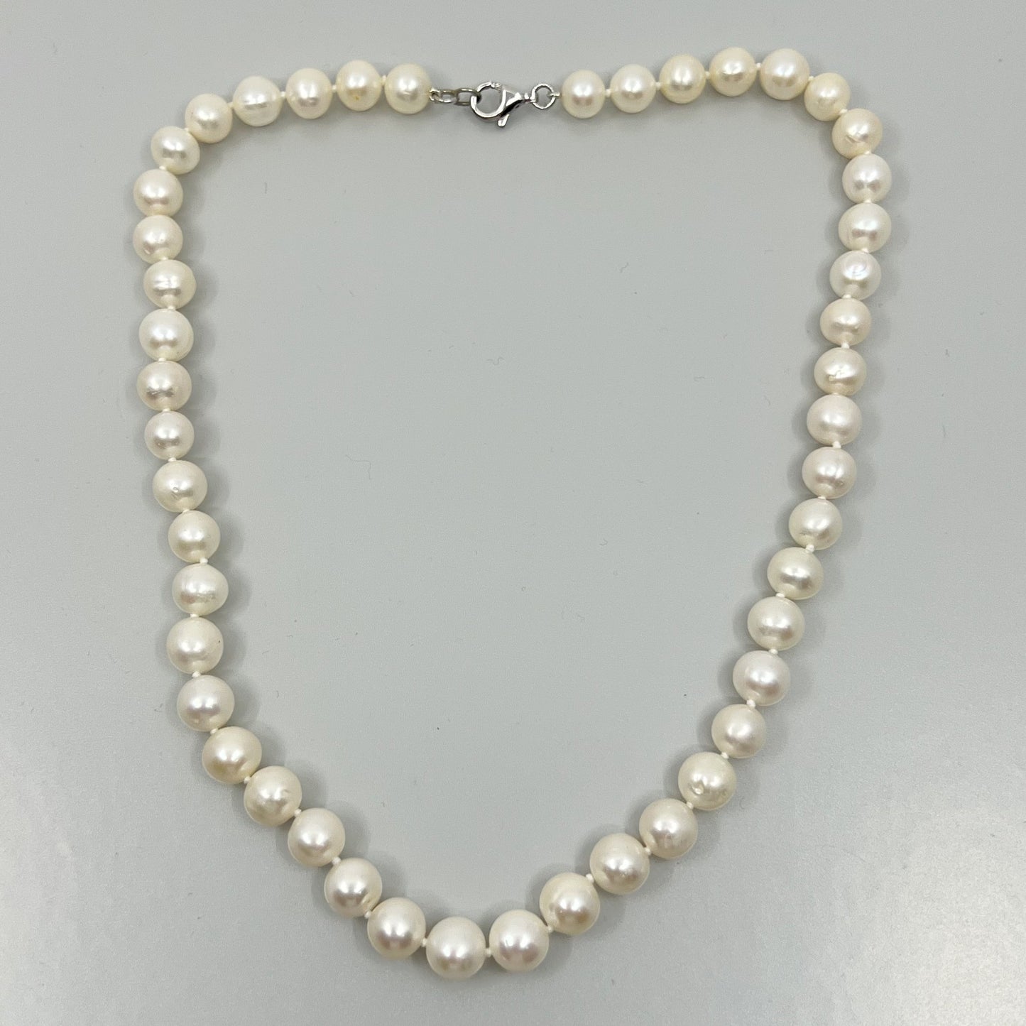 Sterling silver 9mm freshwater pearl necklace GM463