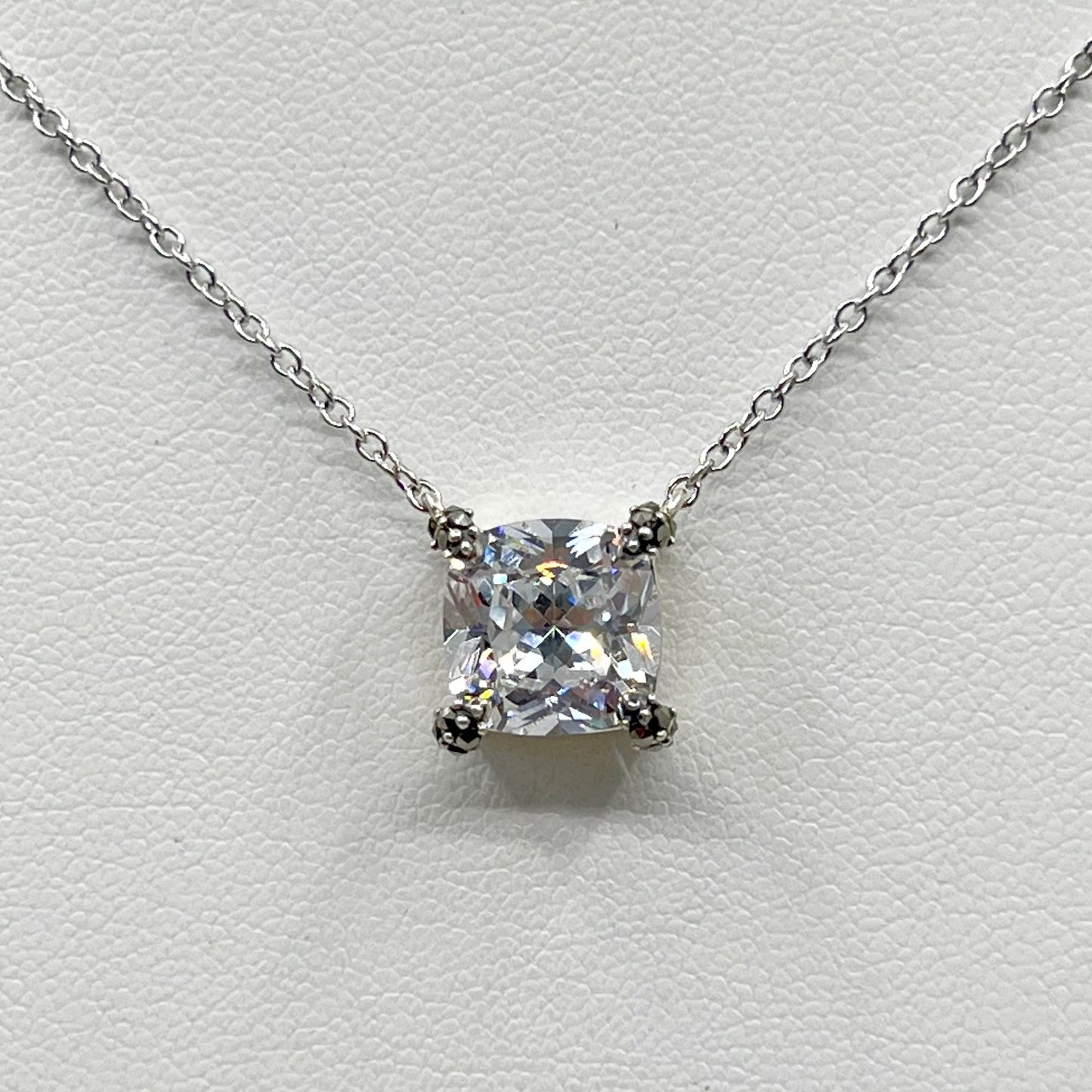 Sterling silver cubic zirconia & marcasite pendant necklace GM464