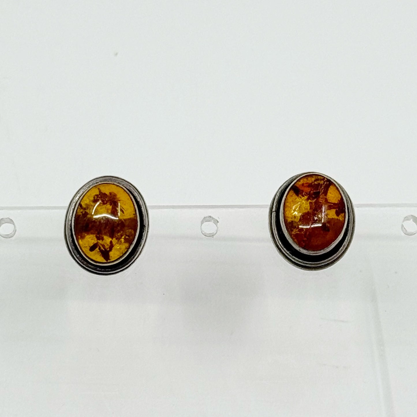 Vintage sterling silver baltic amber stud earrings