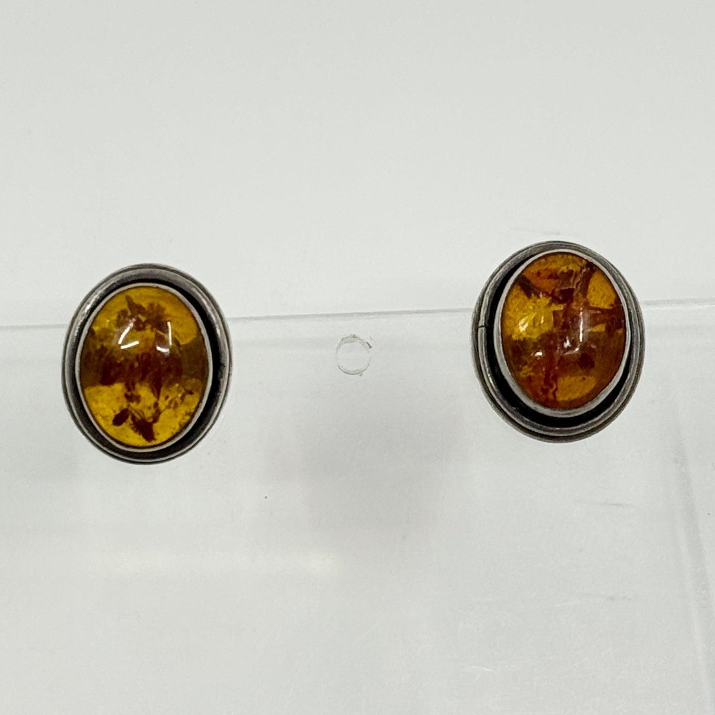 Vintage sterling silver baltic amber stud earrings