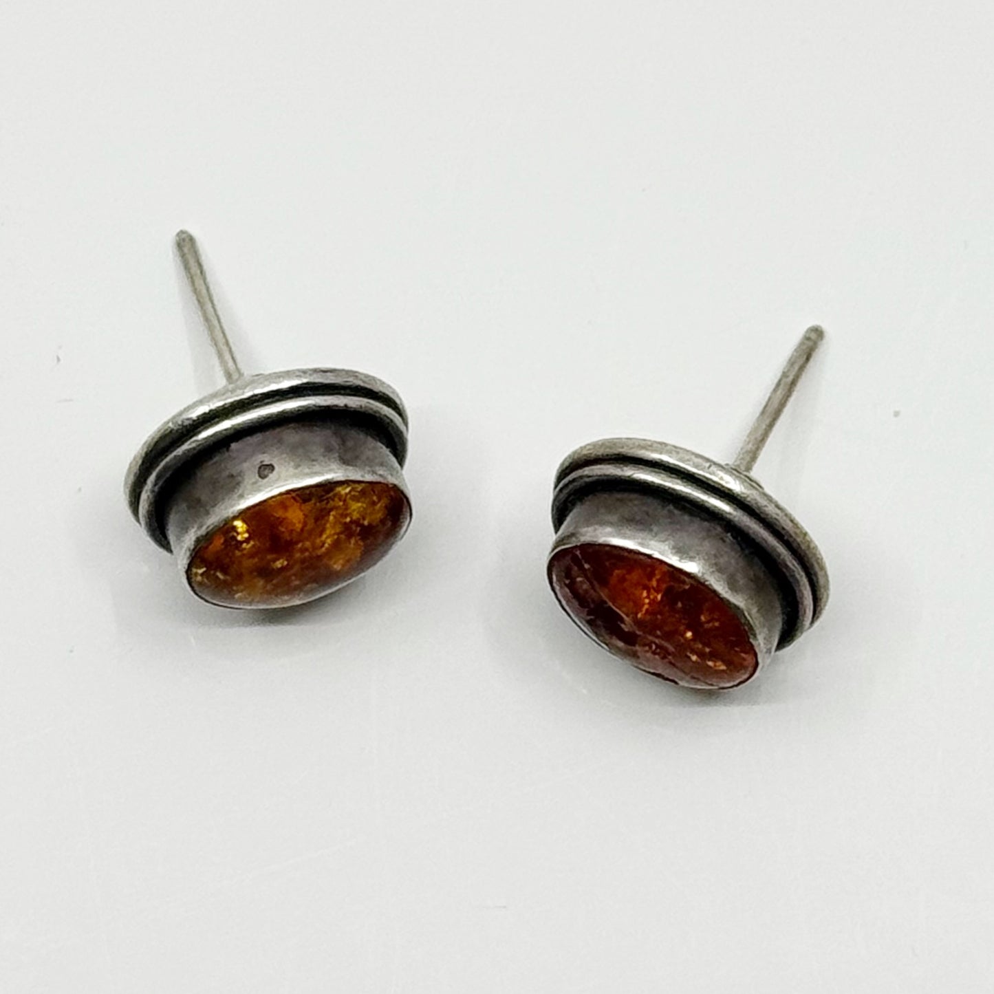 Vintage sterling silver baltic amber stud earrings