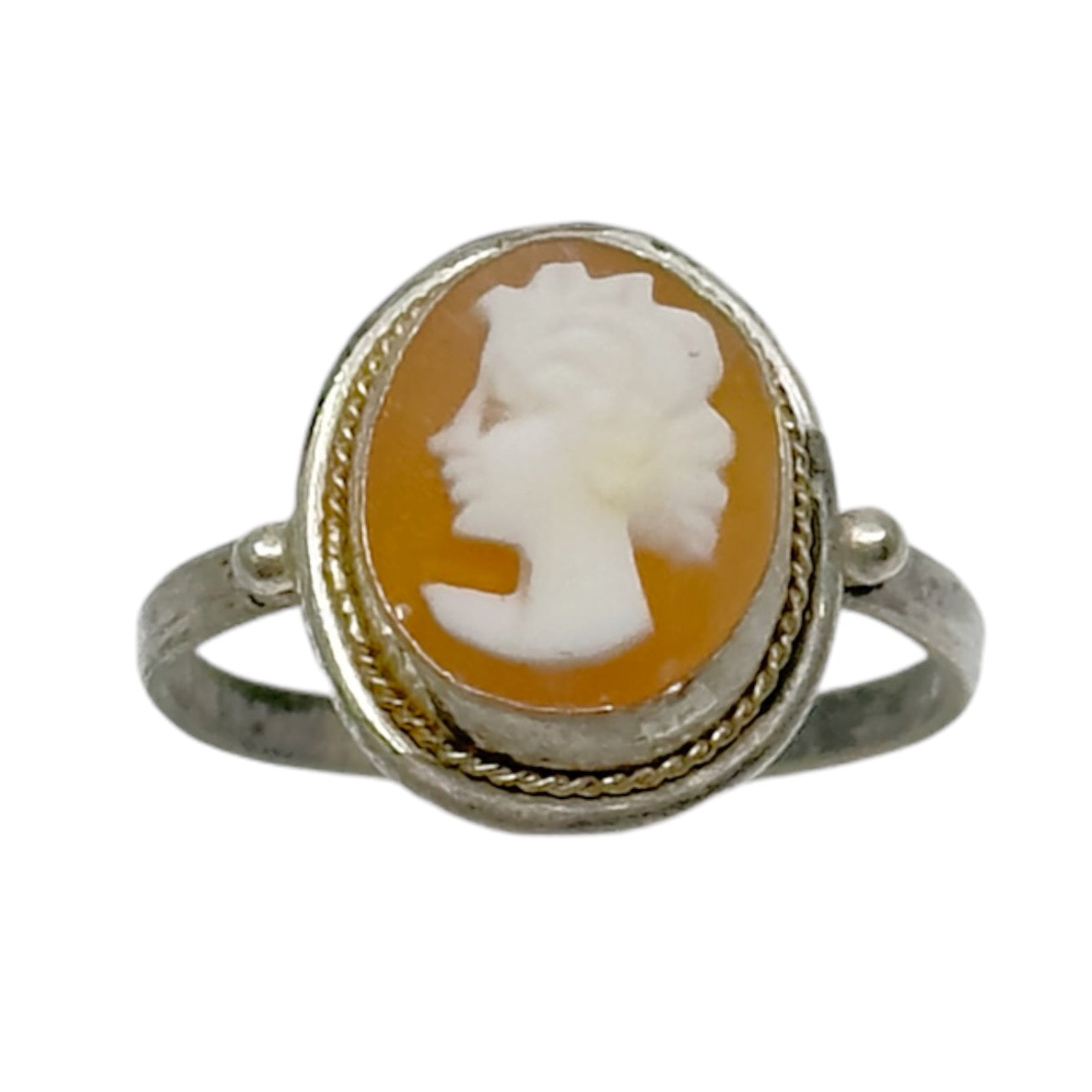 Vintage sterling silver Shell cameo ring GM479