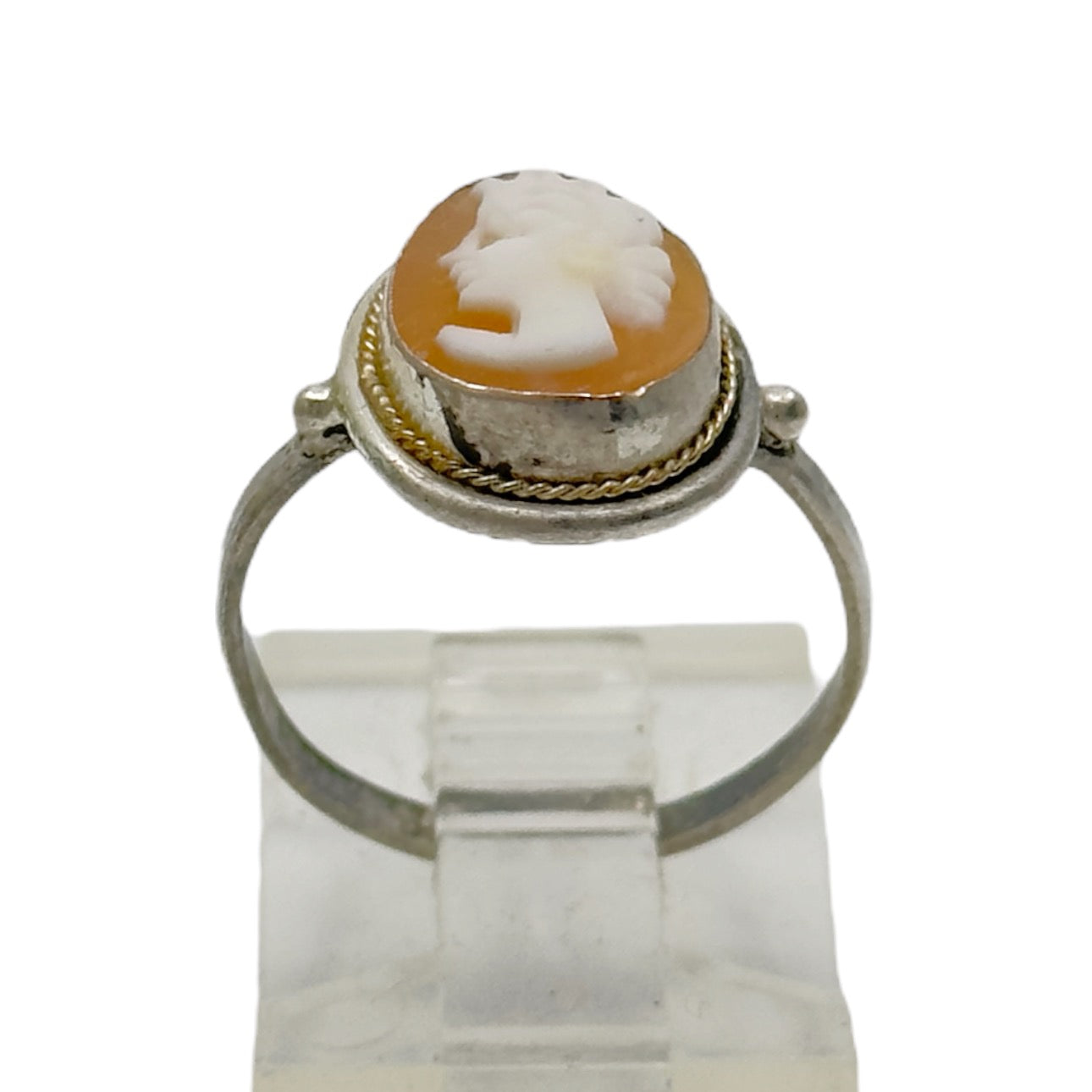 Vintage sterling silver Shell cameo ring GM479