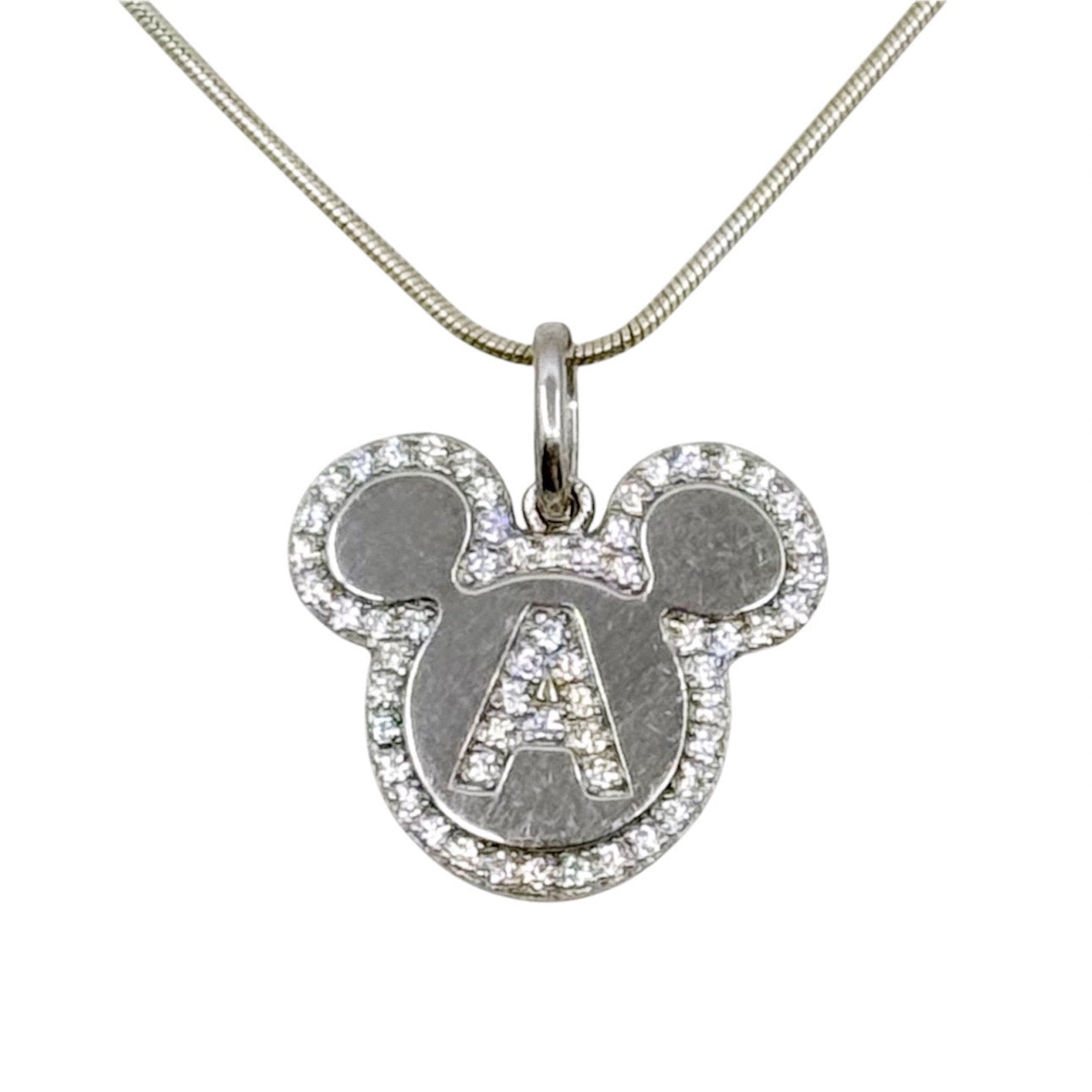 Sterling silver Cubic Zirconia Mikey Mouse A Initial Letter pendant GM487