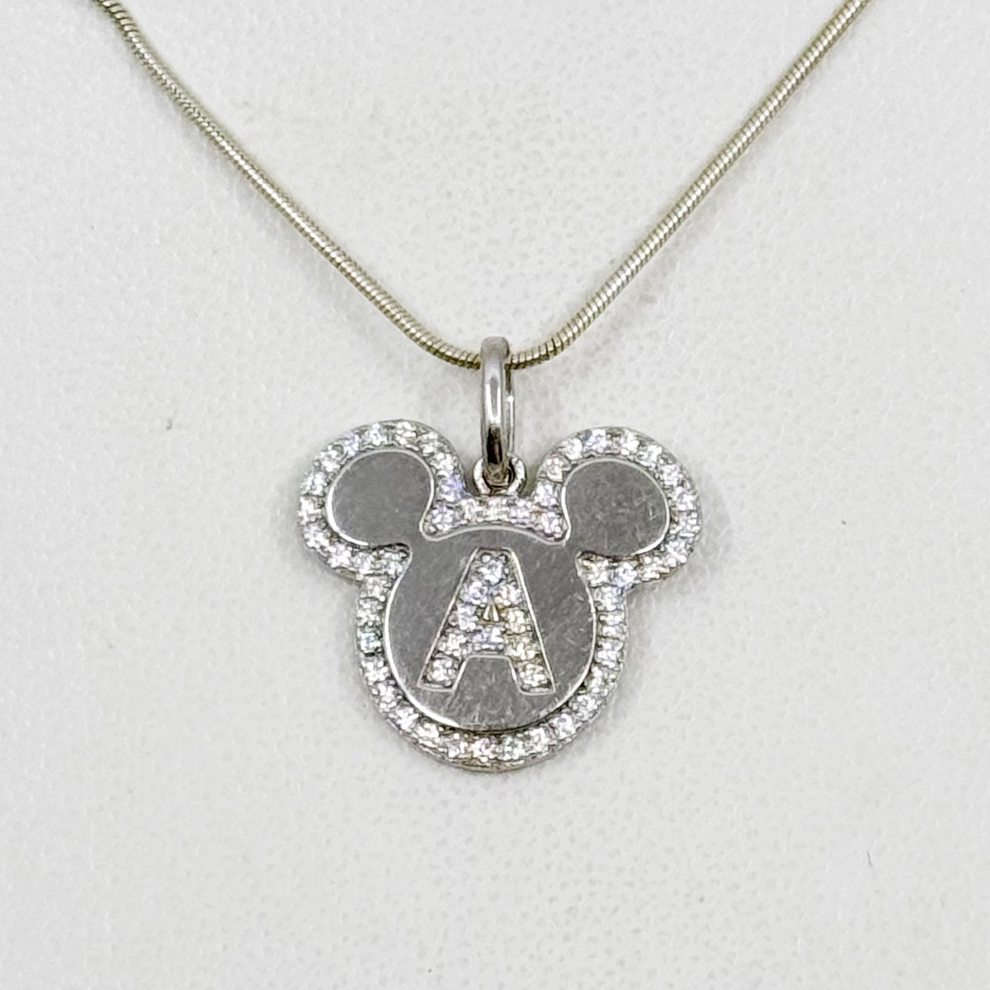 Sterling silver Cubic Zirconia Mikey Mouse A Initial Letter pendant GM487