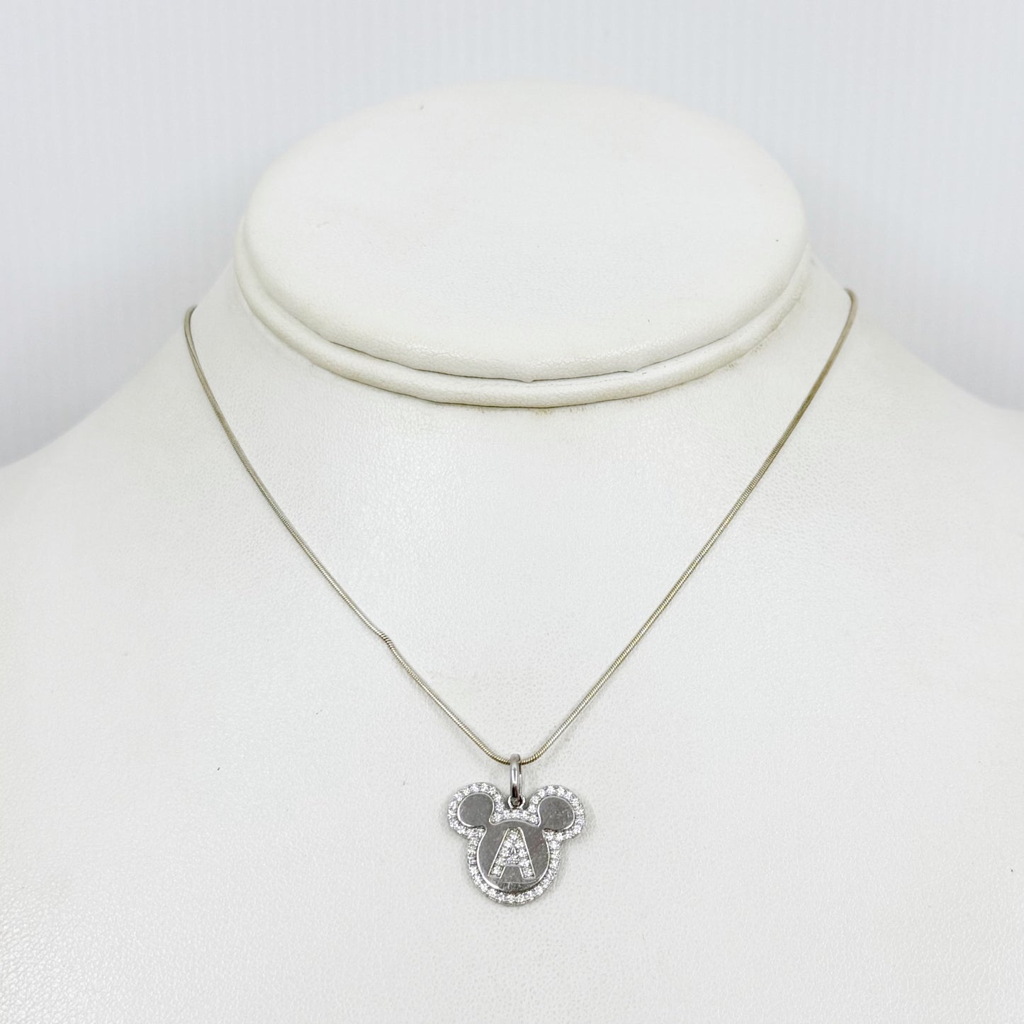 Sterling silver Cubic Zirconia Mikey Mouse A Initial Letter pendant GM487