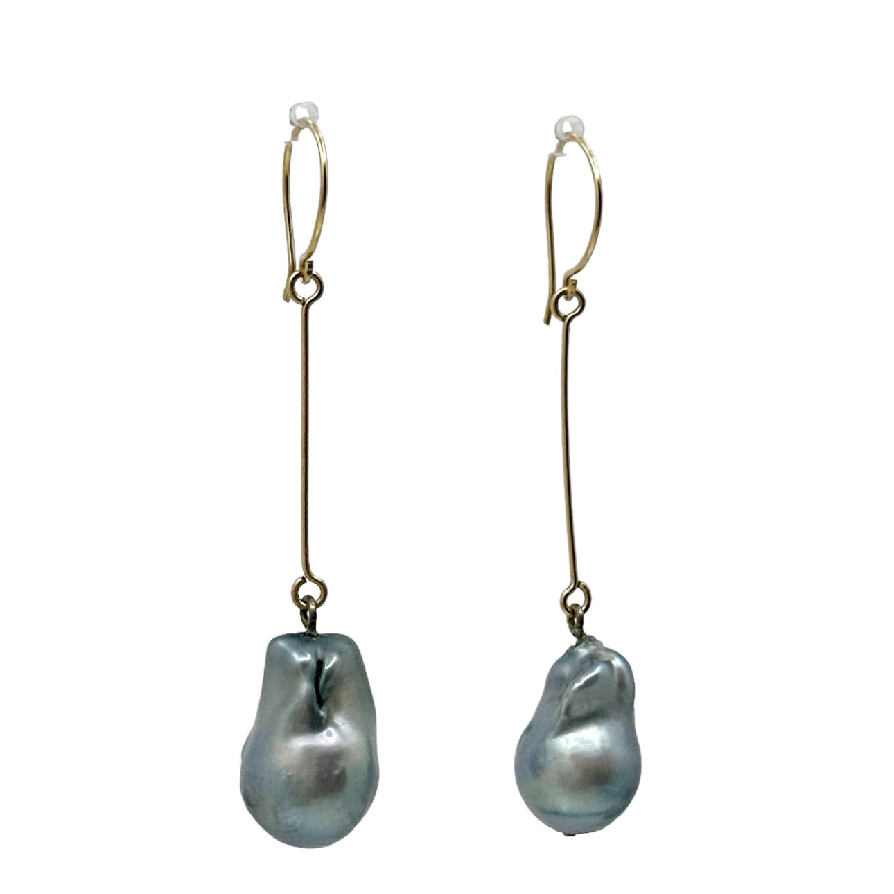 Hand Made 14k Gold Filled blue grey baroque pearl drop earrings GM490