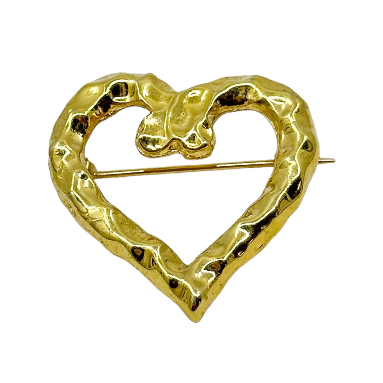 Vintage 12k Gold Filled open heart brooch GM493