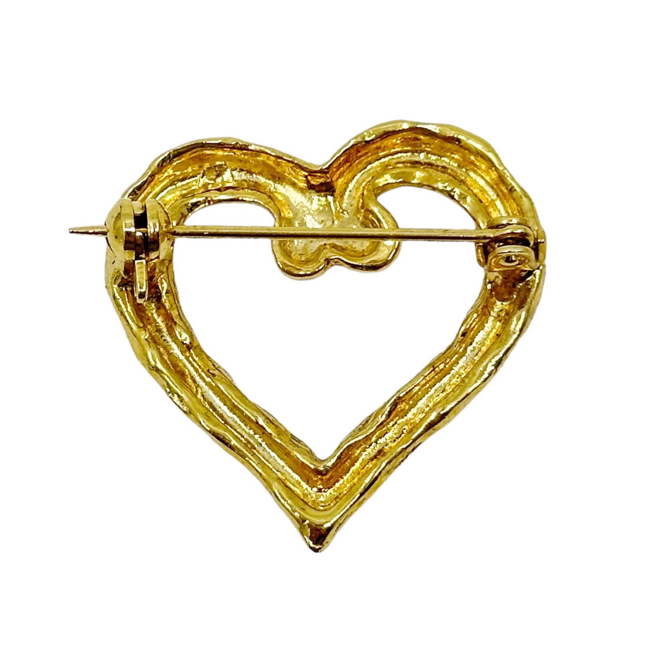 Vintage 12k Gold Filled open heart brooch GM493
