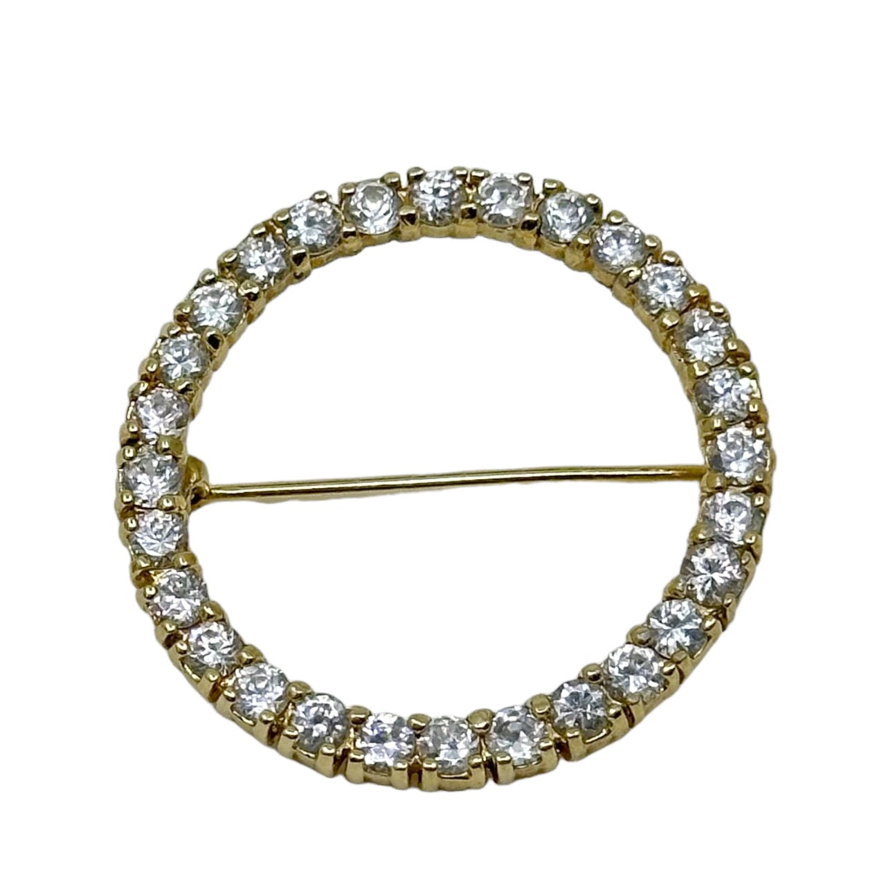 14k Gold Filled cubic zirconia open circle brooch GM495