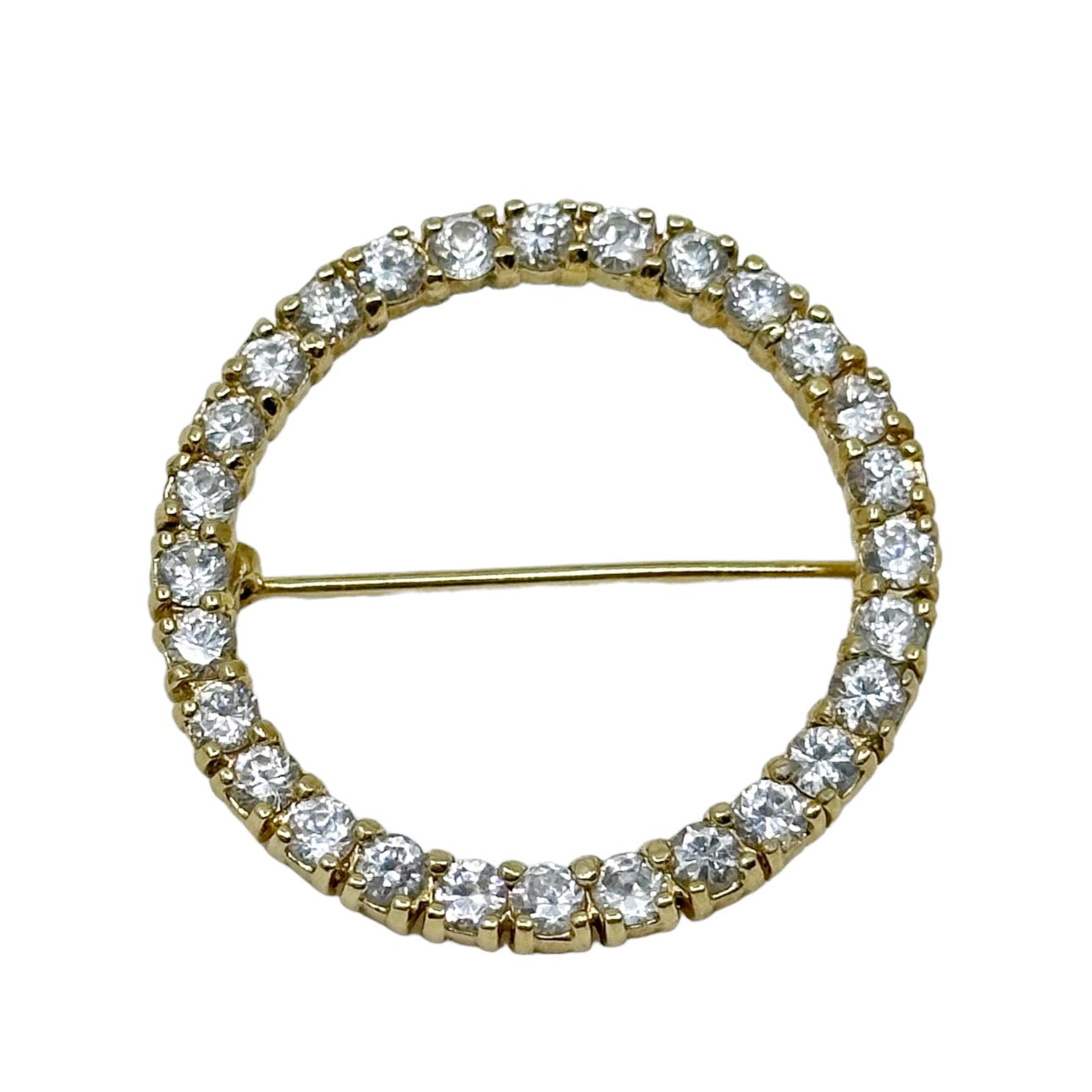 14k Gold Filled cubic zirconia open circle brooch GM495