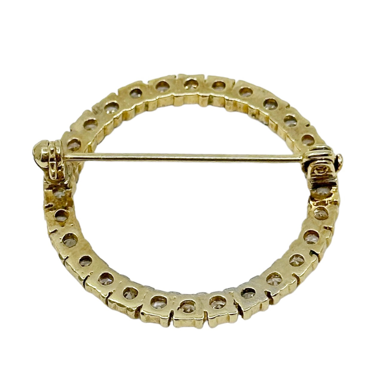 14k Gold Filled cubic zirconia open circle brooch GM495