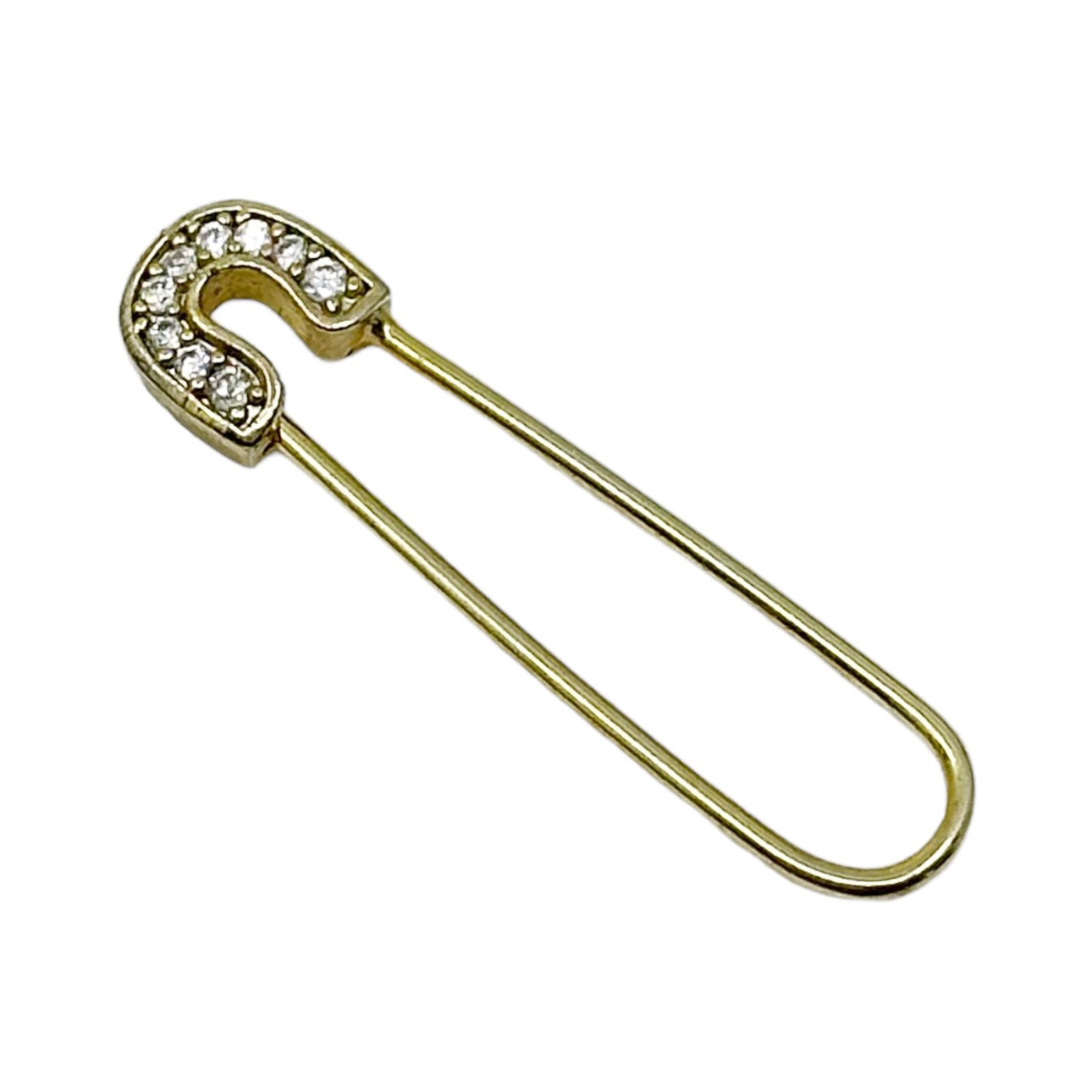 14k Gold Vermeil sterling silver cubic zirconia safety pin brooch GM496