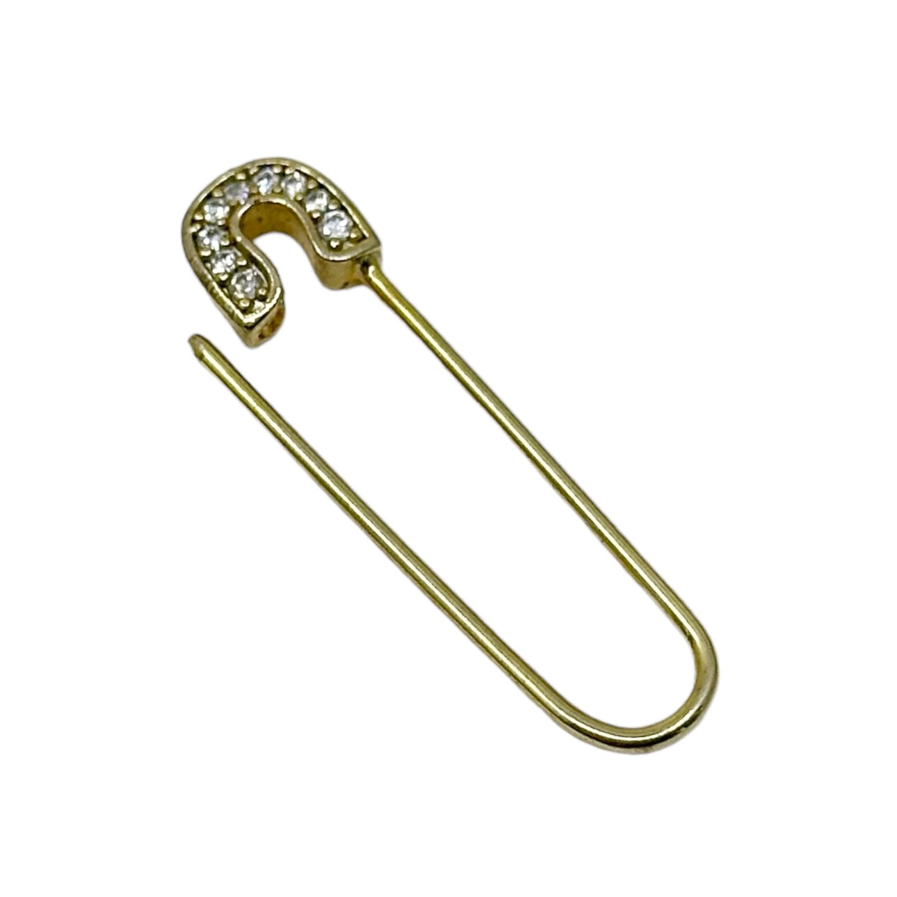 14k Gold Vermeil sterling silver cubic zirconia safety pin brooch GM496
