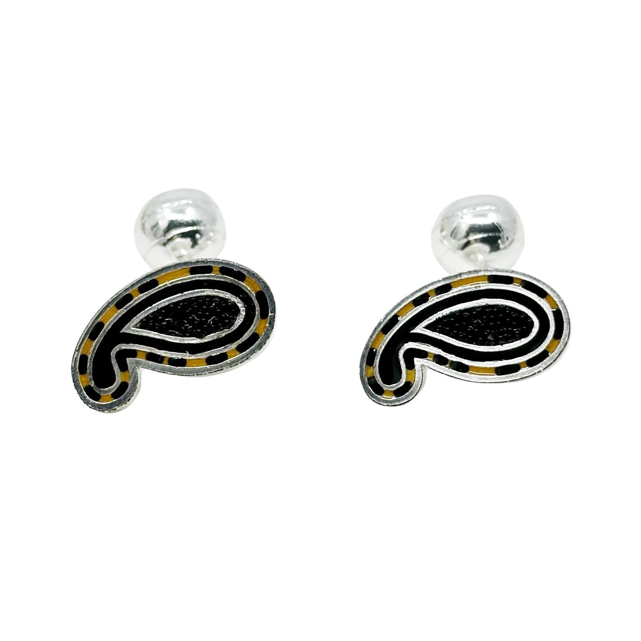 ETRO silver seed bead & enamel cufflinks GM497