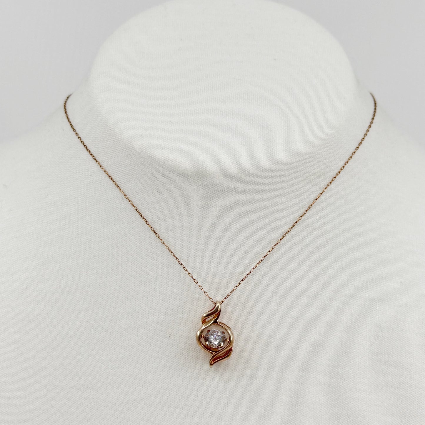 14k rose gold vermeil sterling silver cubic zirconia necklace - GM1165