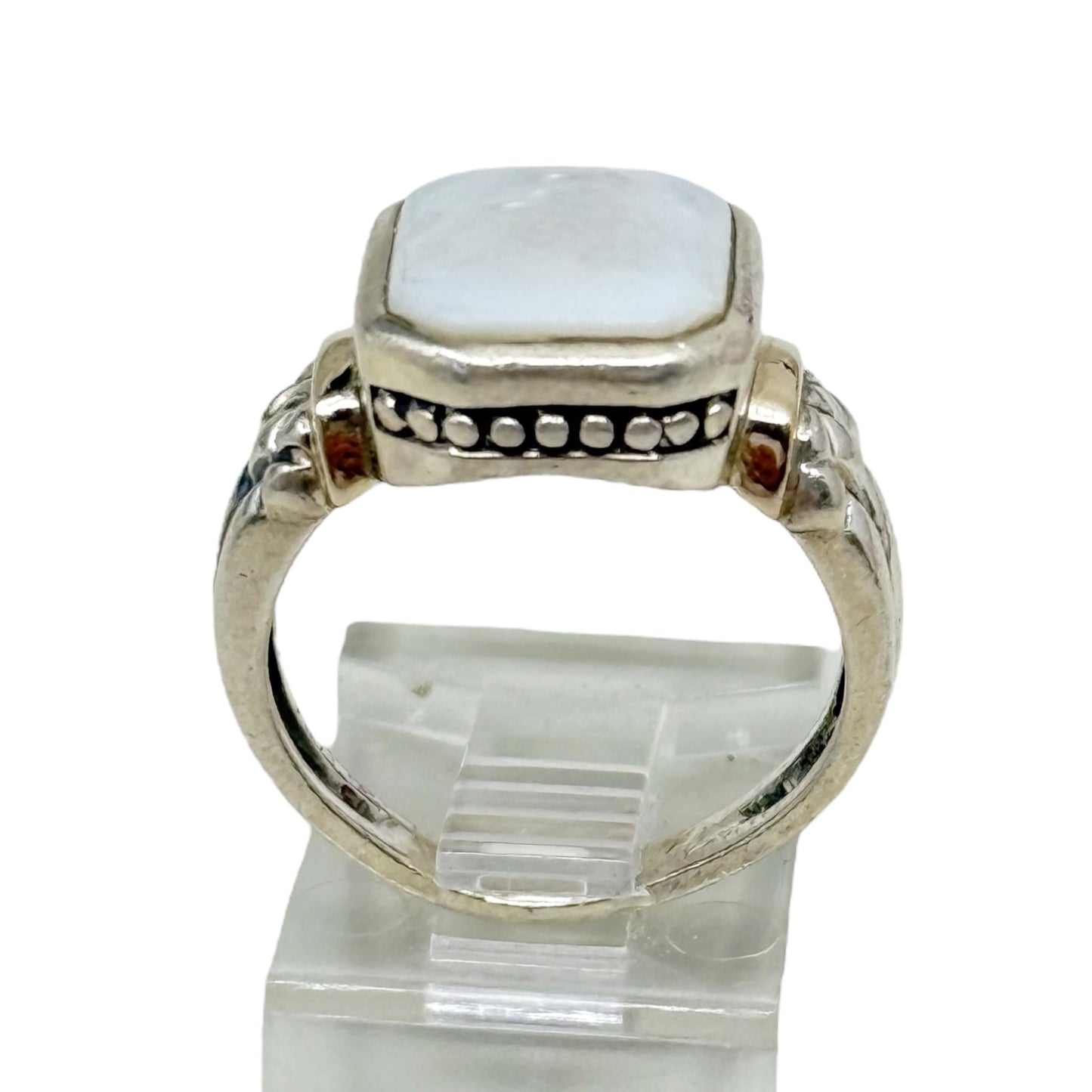 14k Gold sterling silver mother of pearl ring - GM381