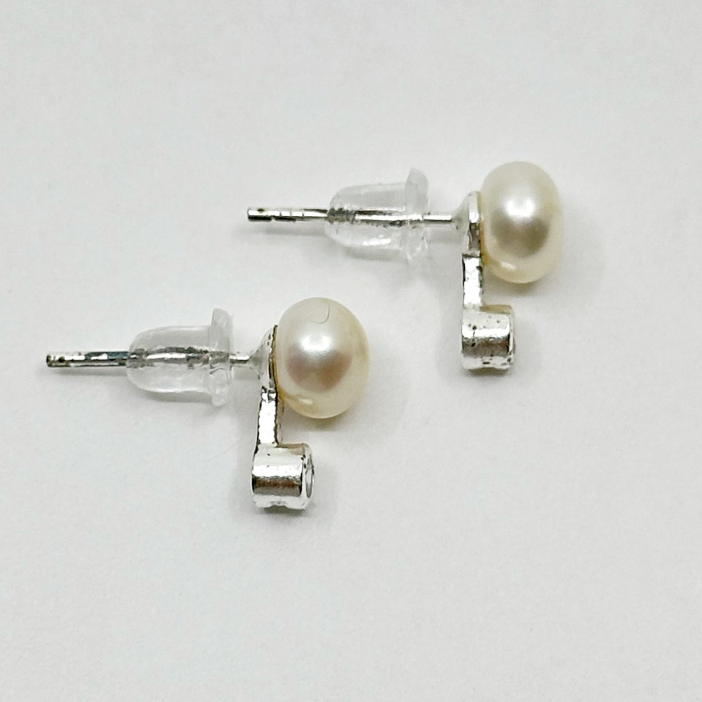 Sterling silver pearl & cubic zirconia earrings GM502