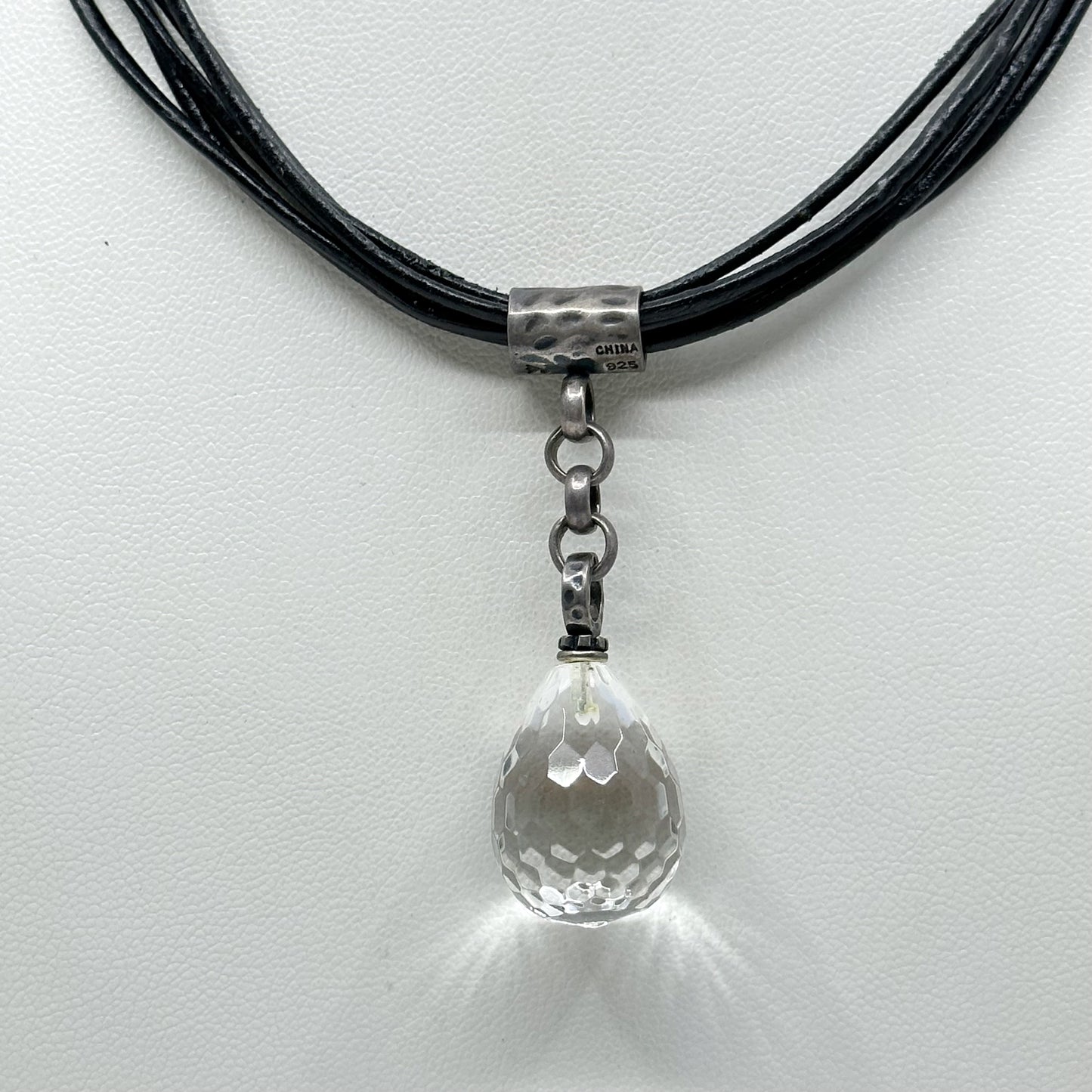 Silpada sterling silver rock crystal pendant cord necklace GM505