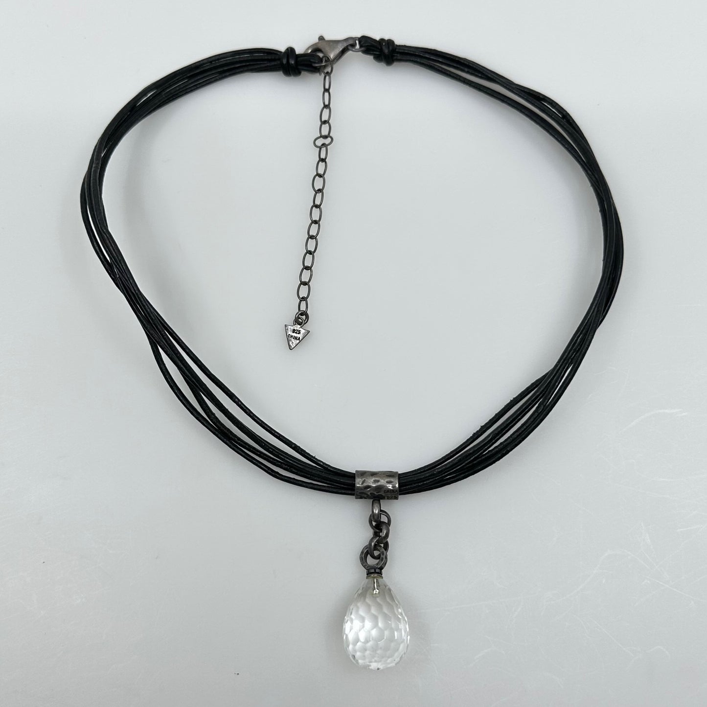 Silpada sterling silver rock crystal pendant cord necklace GM505