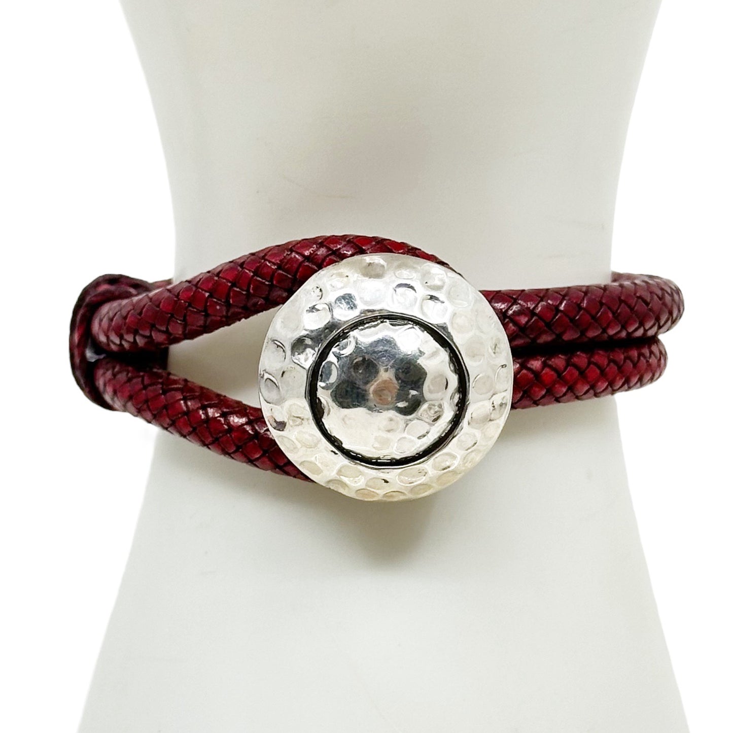 sterling silver leather bracelet GM506