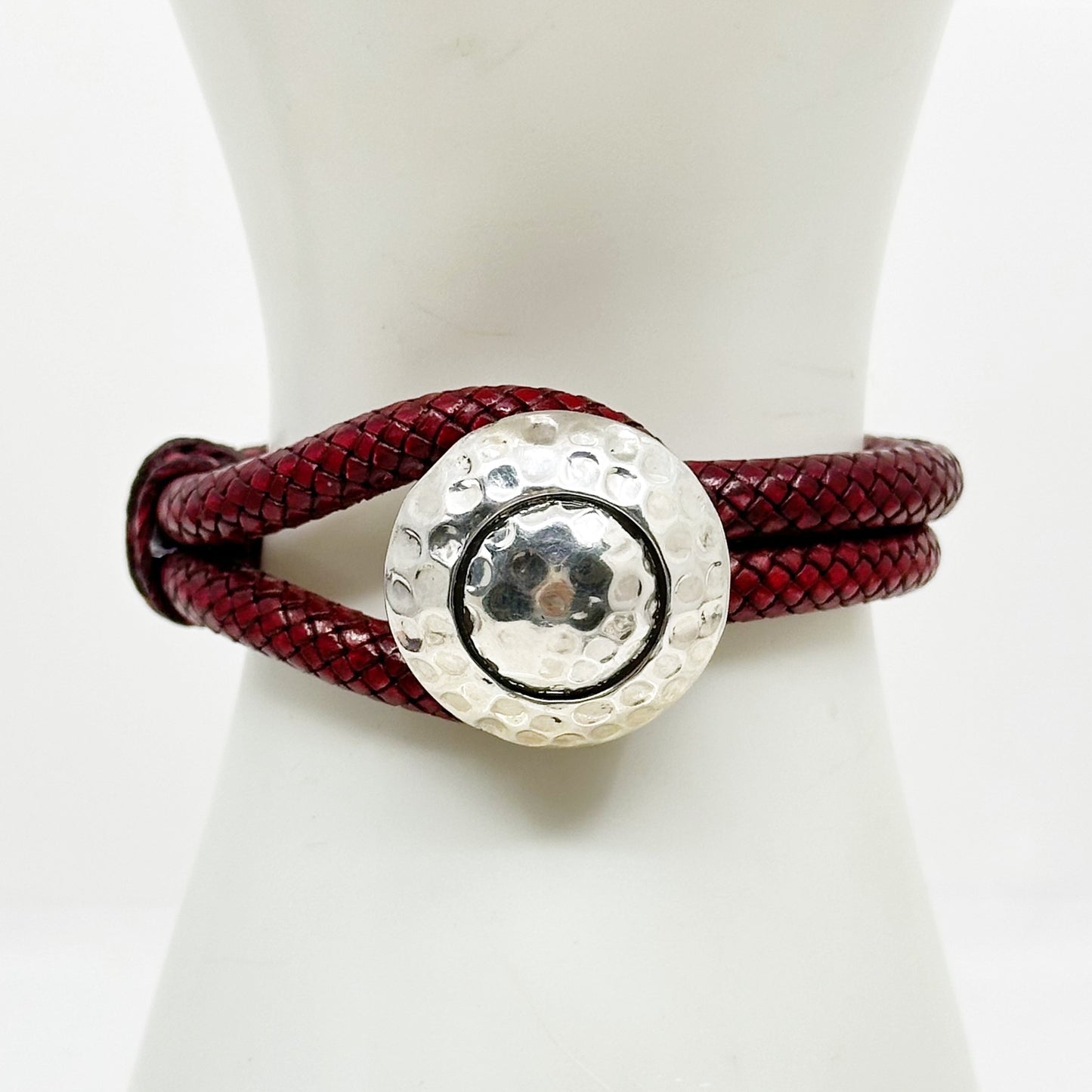 sterling silver leather bracelet GM506