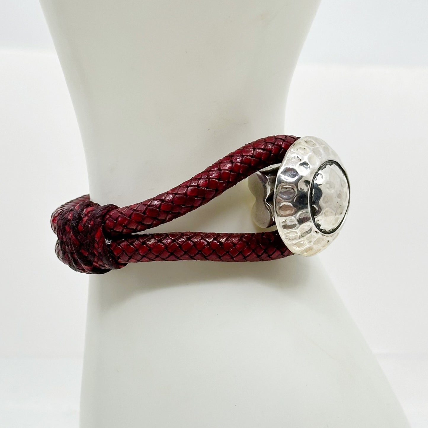 sterling silver leather bracelet GM506