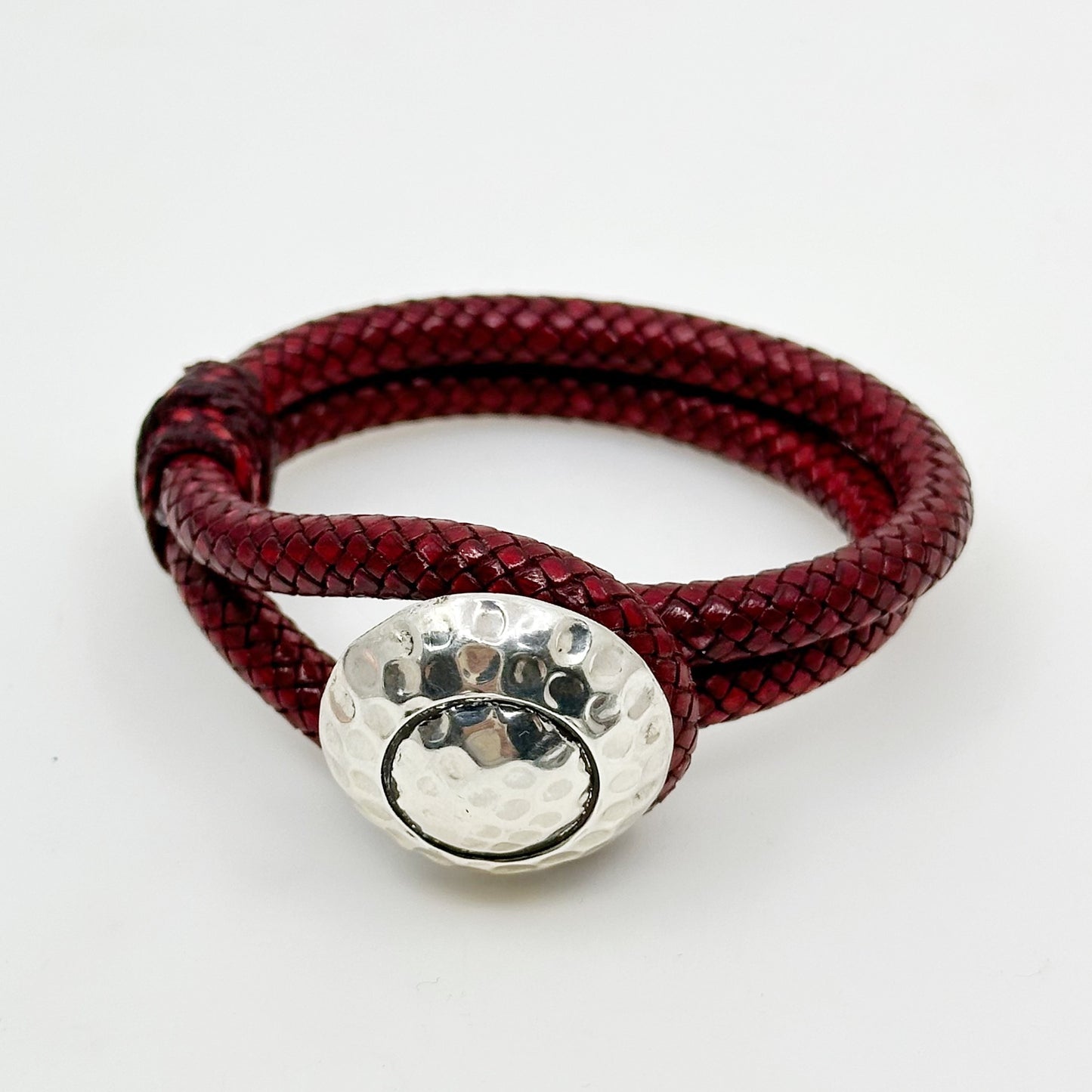 sterling silver leather bracelet GM506