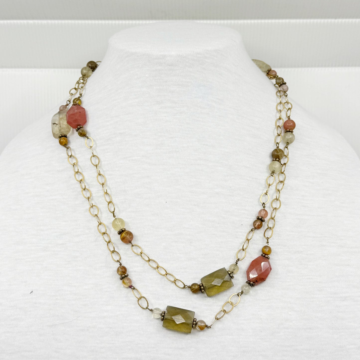 Hand Made 14k Gold Filled quartz bead necklace