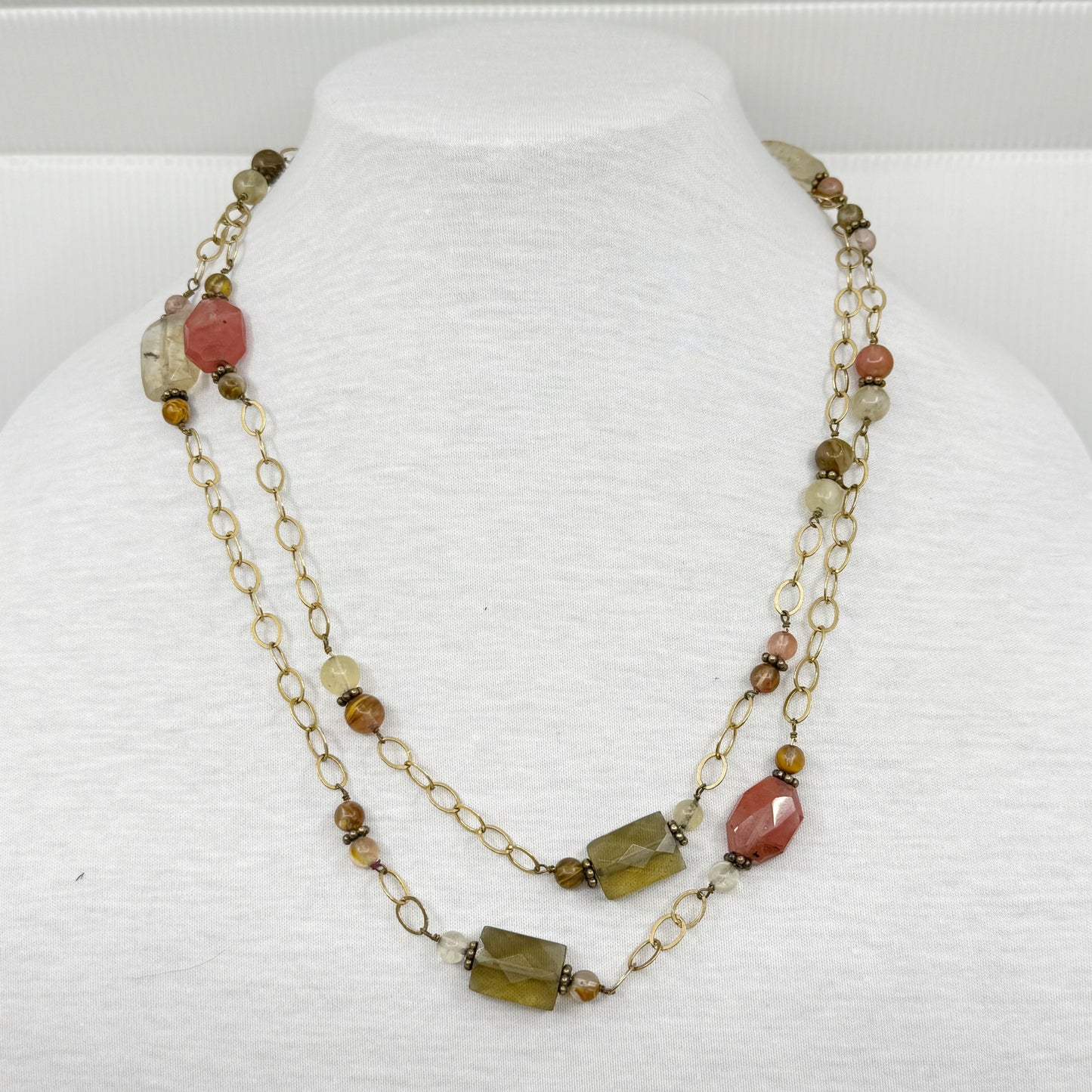 Hand Made 14k Gold Filled quartz bead necklace