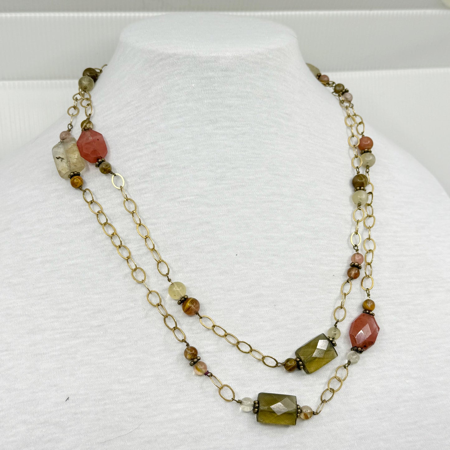 Hand Made 14k Gold Filled quartz bead necklace
