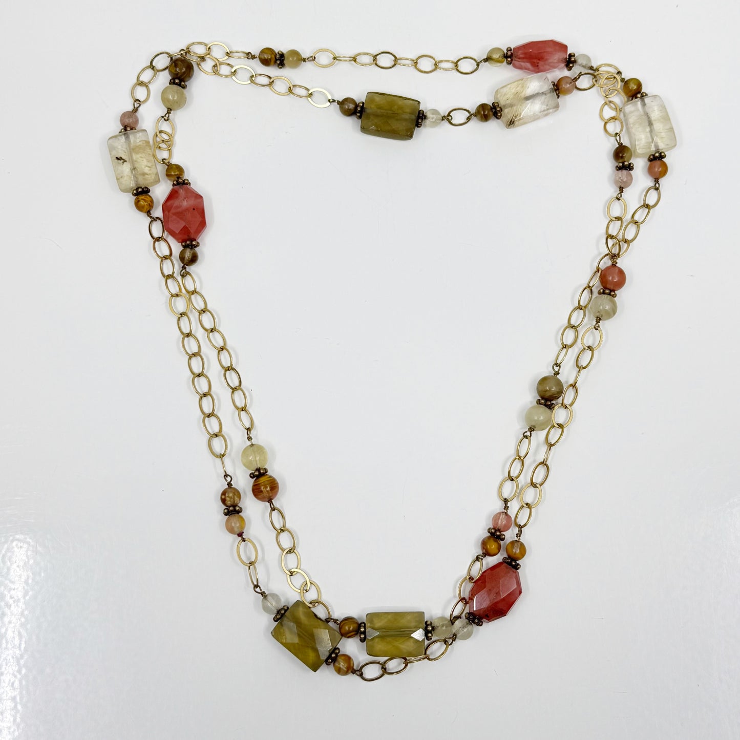 Hand Made 14k Gold Filled quartz bead necklace