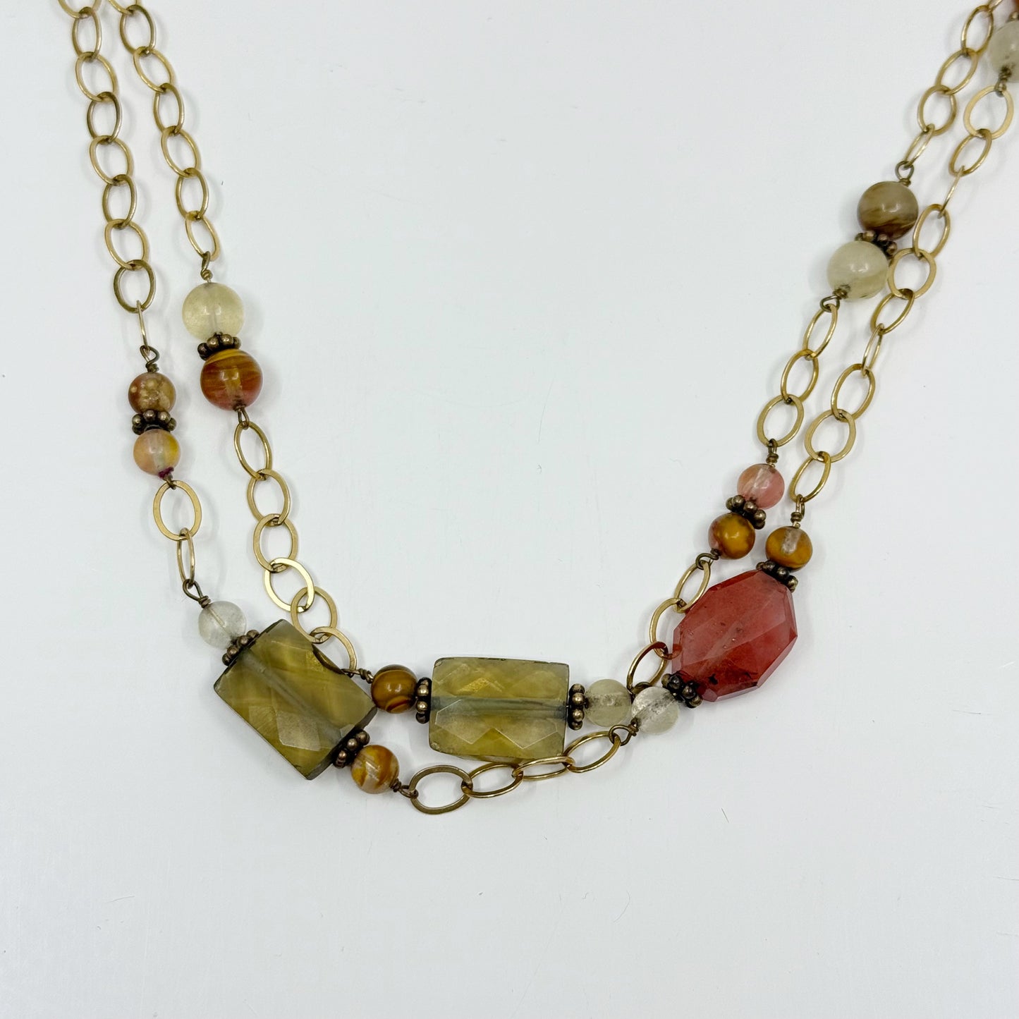 Hand Made 14k Gold Filled quartz bead necklace