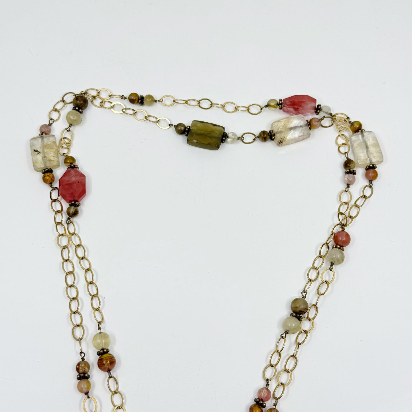 Hand Made 14k Gold Filled quartz bead necklace