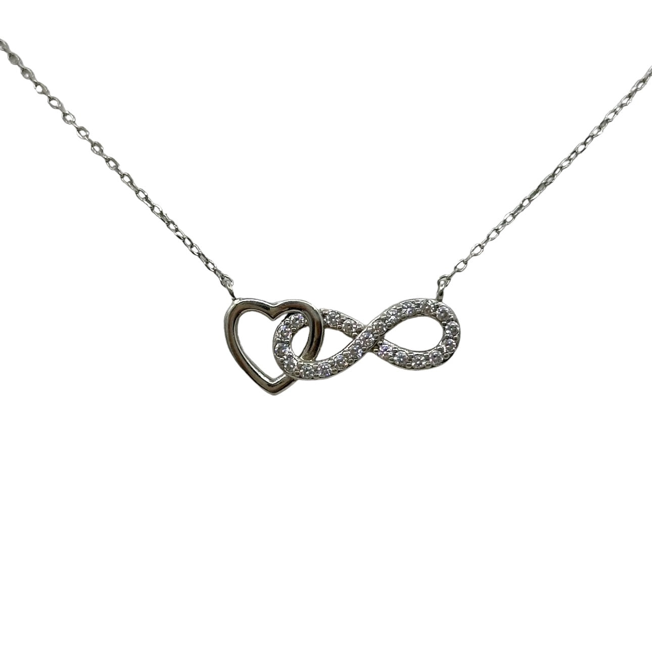 sterling silver cubic zirconia infinity heart pendant necklace GM515