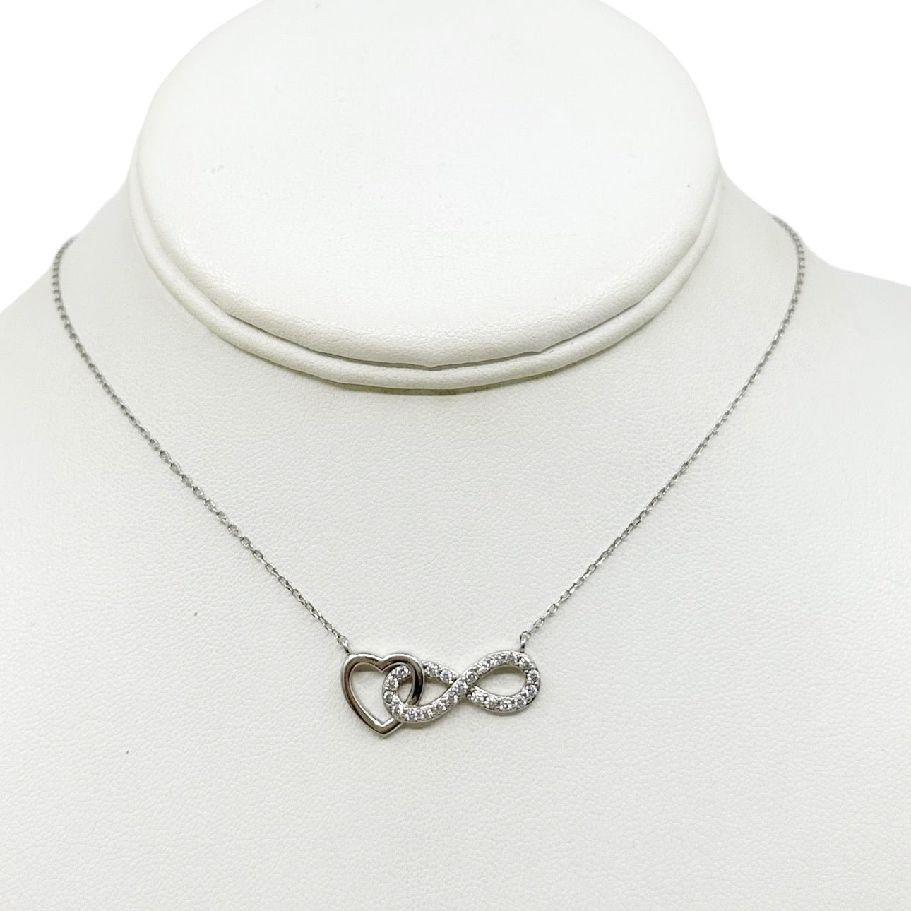 sterling silver cubic zirconia infinity heart pendant necklace GM515