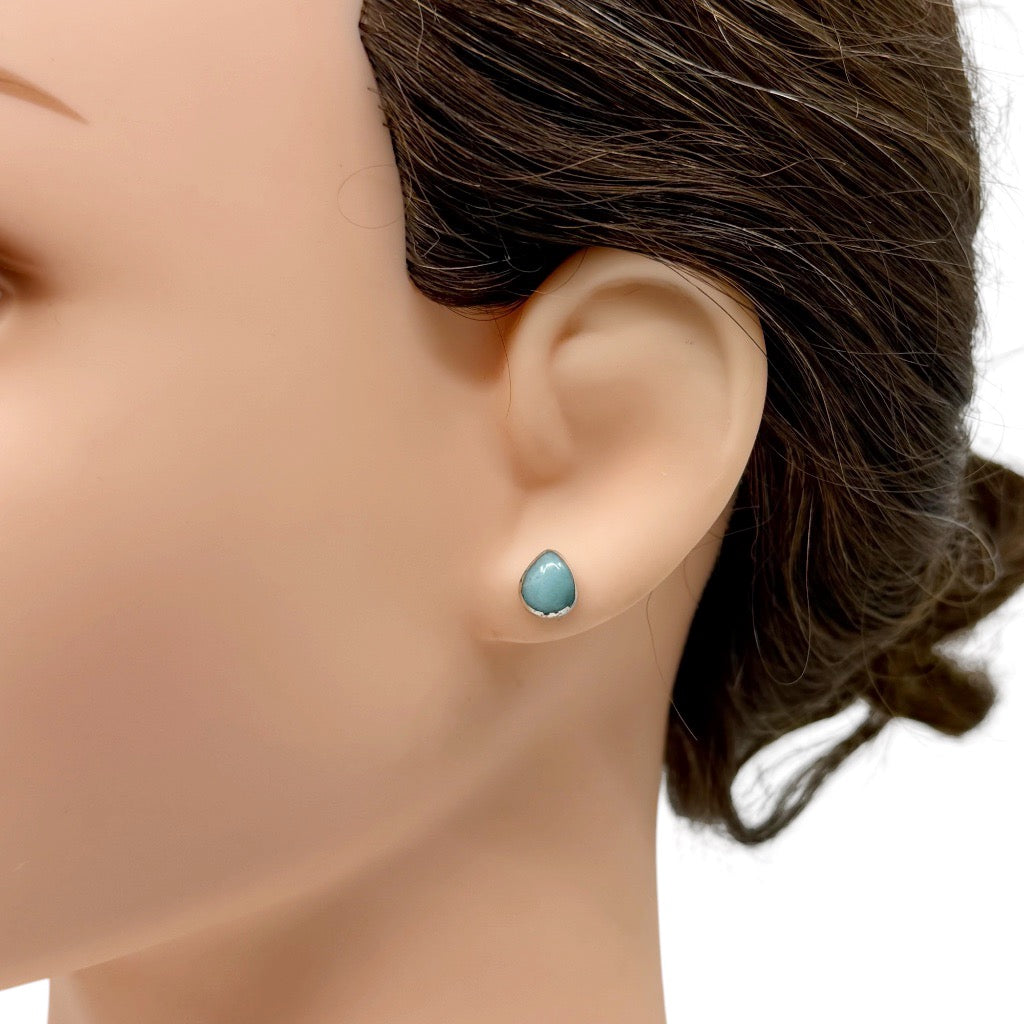Hand Made sterling silver Larimar stud earrings - GM521