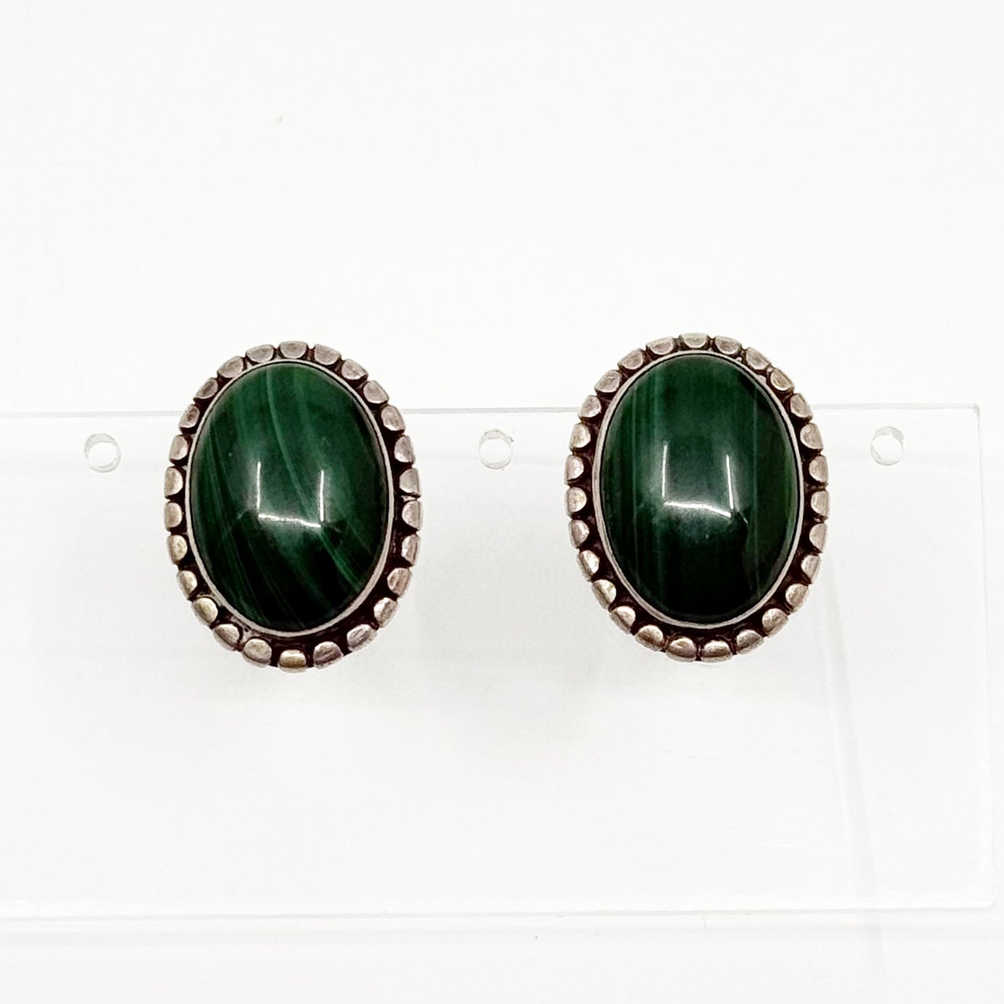 Vintage sterling silver malachite earrings