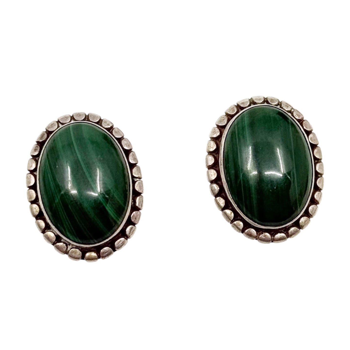 Vintage sterling silver malachite earrings
