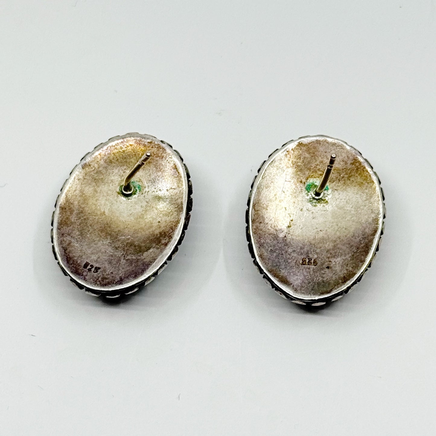 Vintage sterling silver malachite earrings