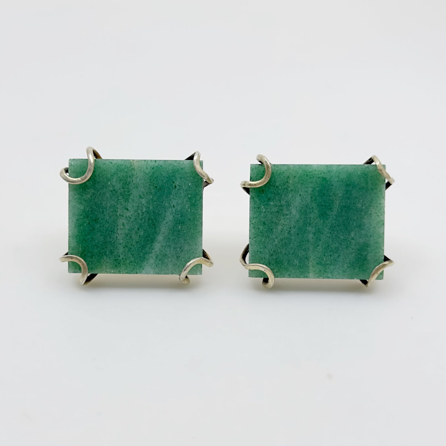 Oversized 14k Gold Vermeil sterling silver aventurine cufflinks