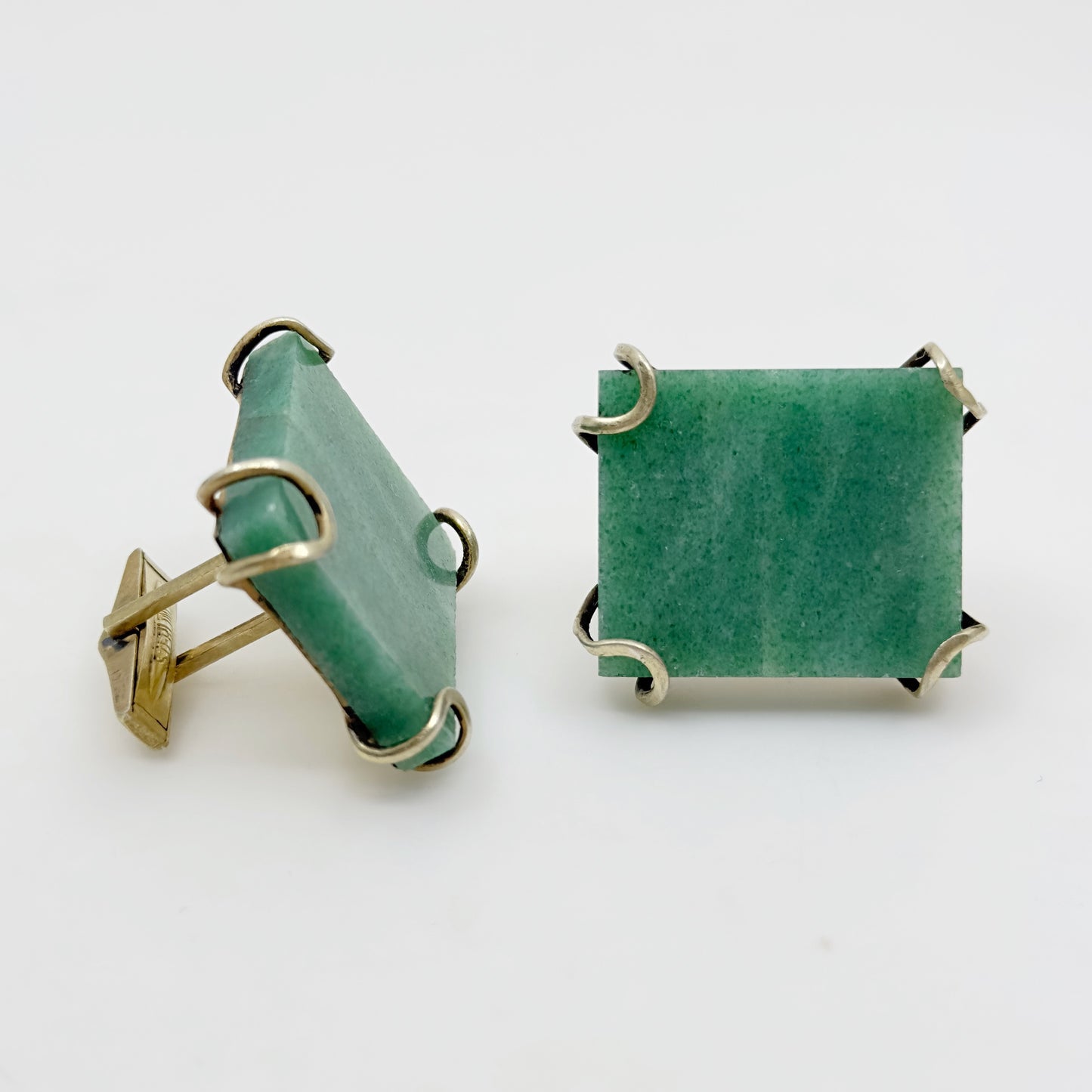 Oversized 14k Gold Vermeil sterling silver aventurine cufflinks