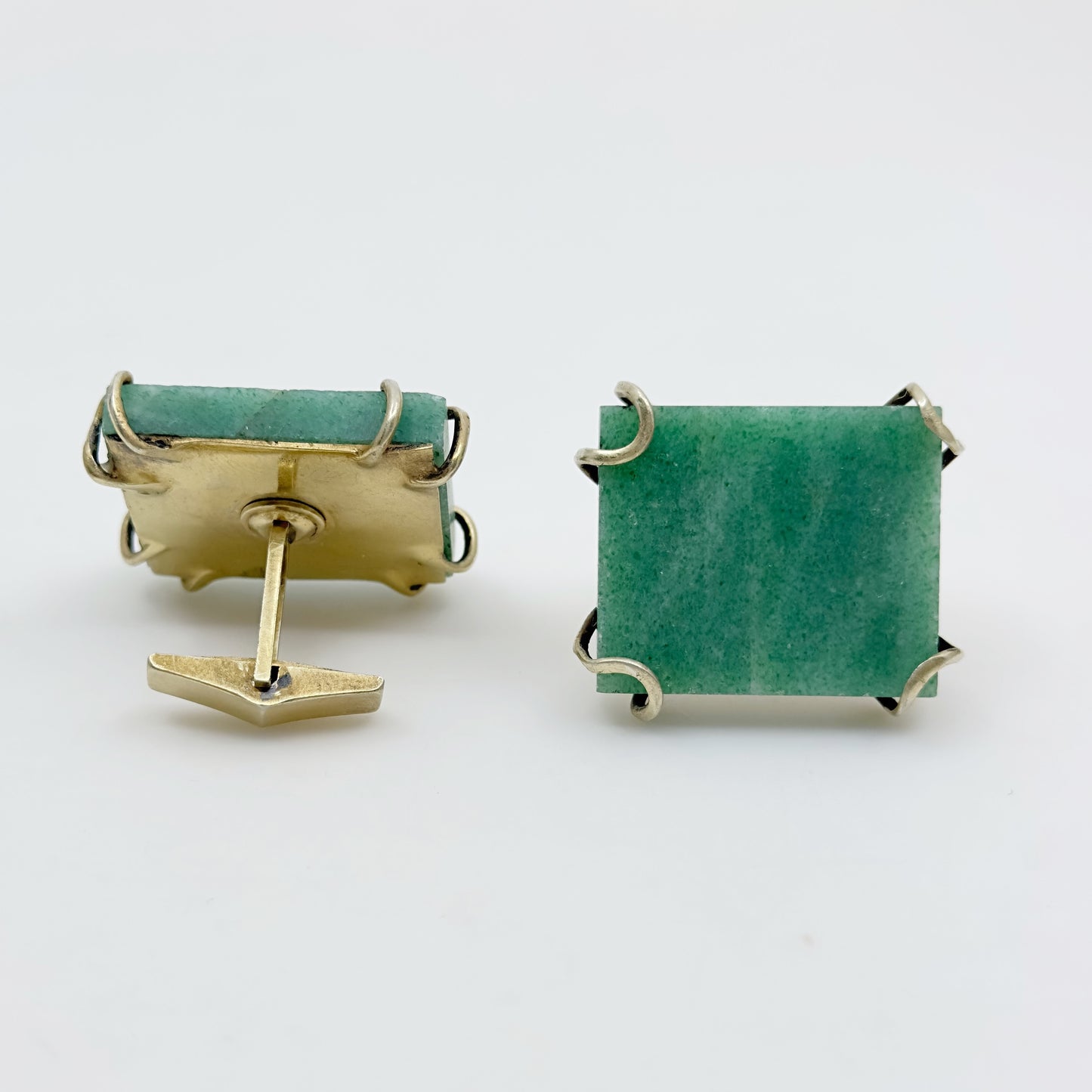 Oversized 14k Gold Vermeil sterling silver aventurine cufflinks