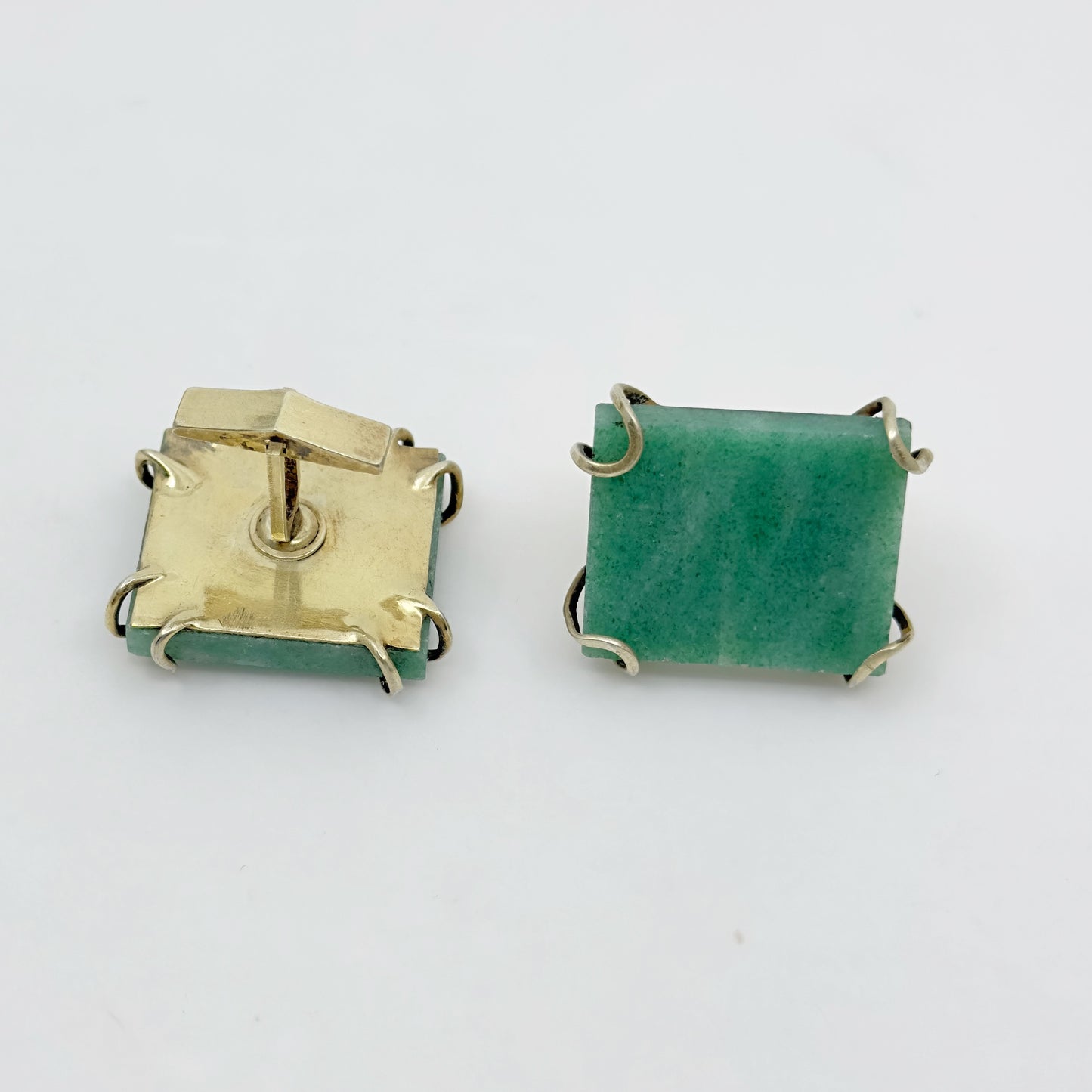 Oversized 14k Gold Vermeil sterling silver aventurine cufflinks
