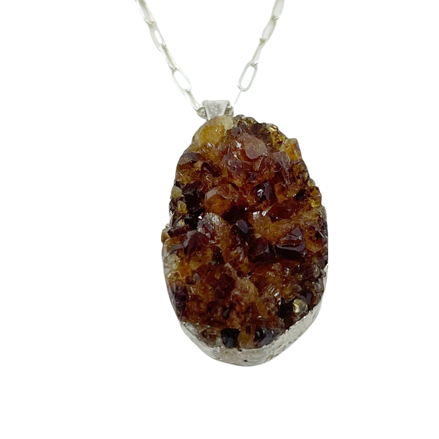 sterling silver citrine crystal cluster druzy pendant GM551